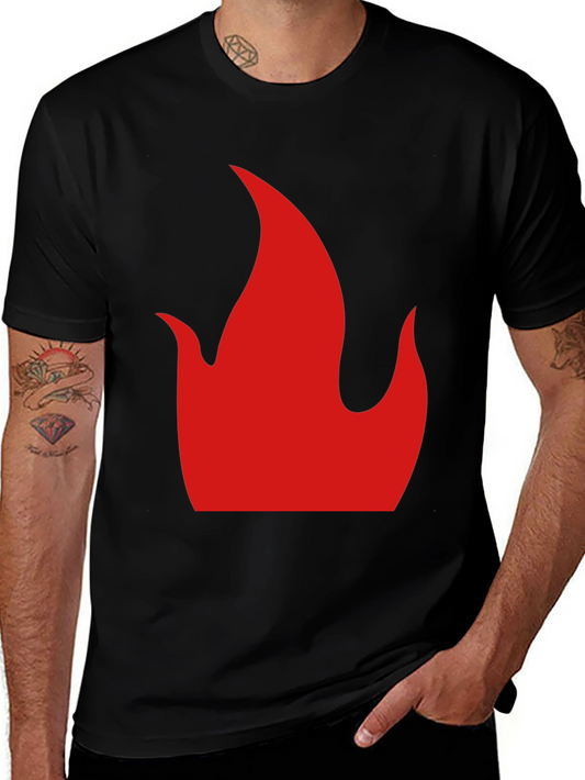 Bold Flame Graphic Tee - Black Cotton Comfort