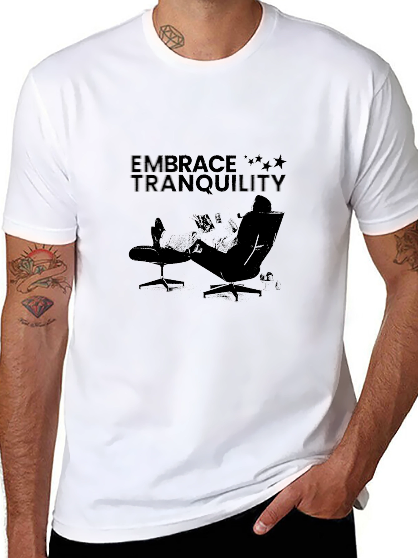 Embrace Tranquility Black Graphic T-Shirt