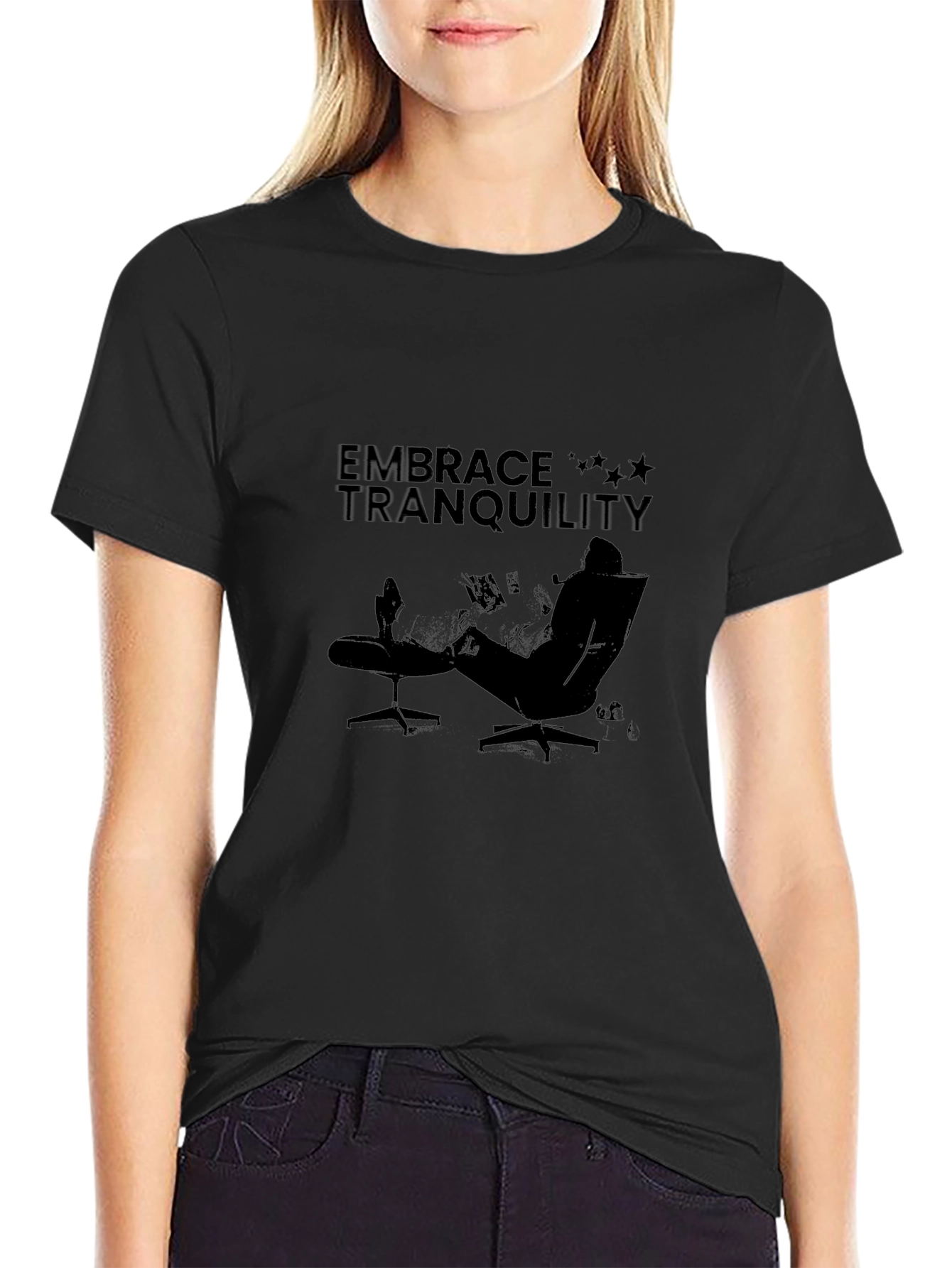 Embrace Tranquility Black Graphic T-Shirt