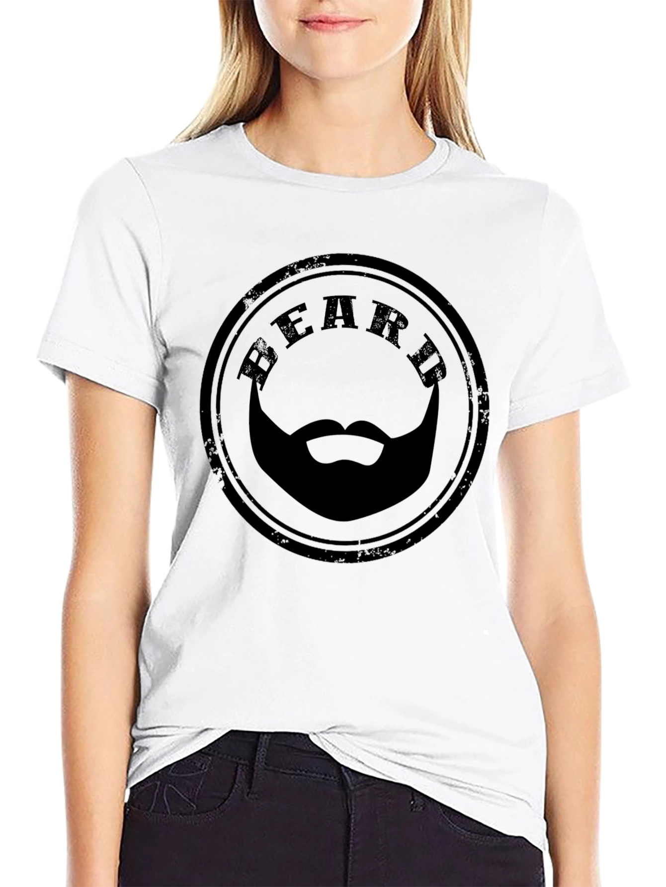 Beard Stamp T-Shirt - Mens Black Graphic Tee