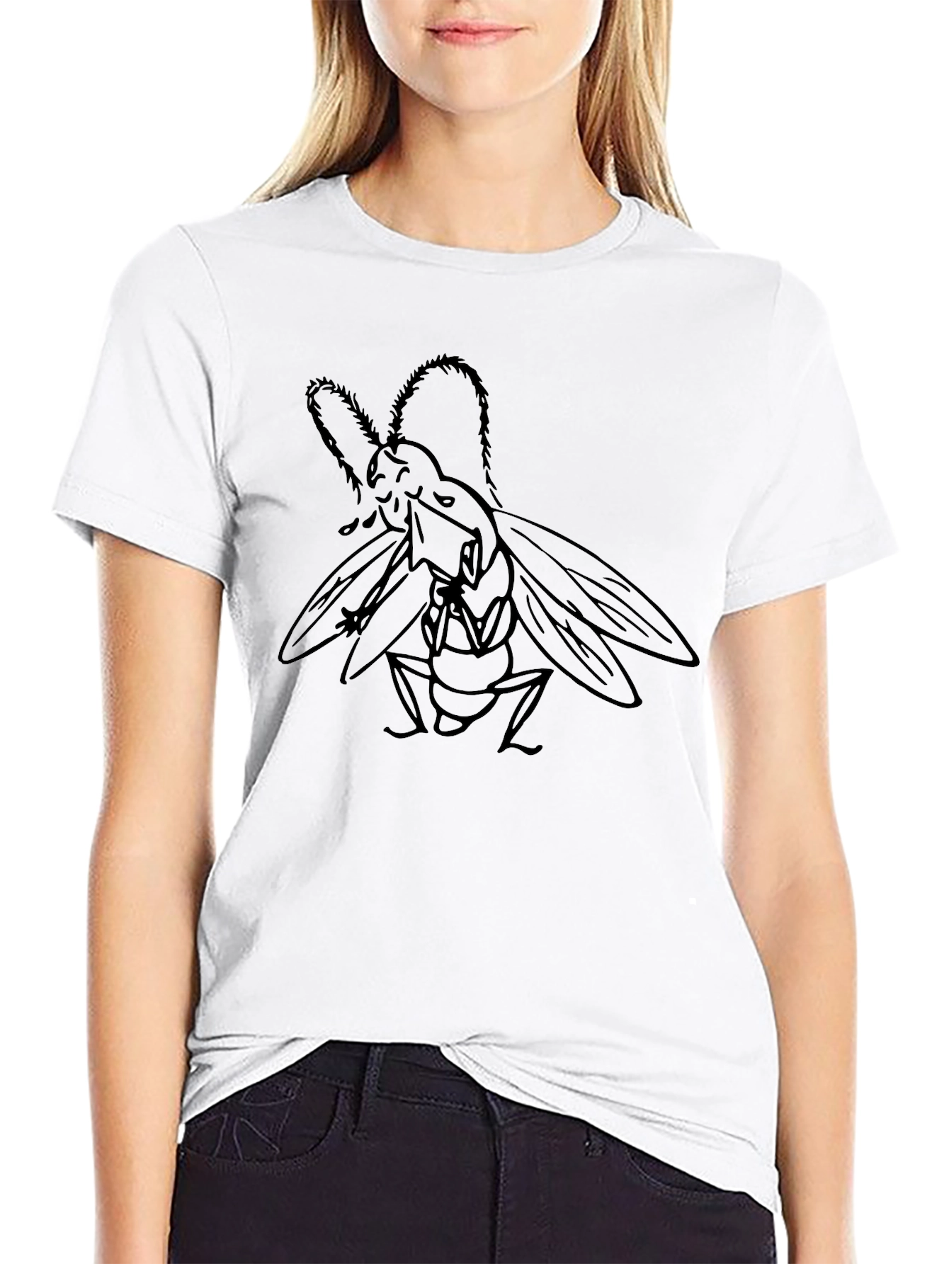 Black T-Shirt with Chainsaw Fly Graphic Tee