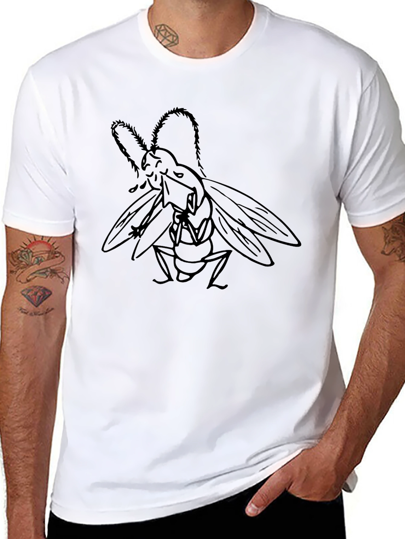 Black T-Shirt with Chainsaw Fly Graphic Tee