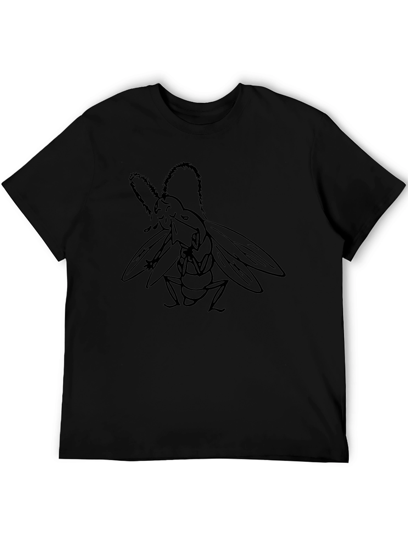 Black T-Shirt with Chainsaw Fly Graphic Tee