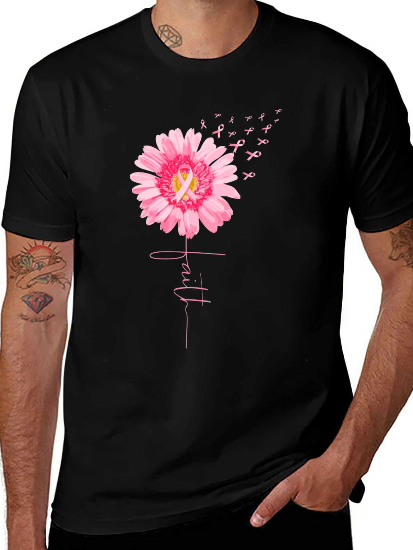 Faith Flower Breast Cancer Awareness T-Shirt