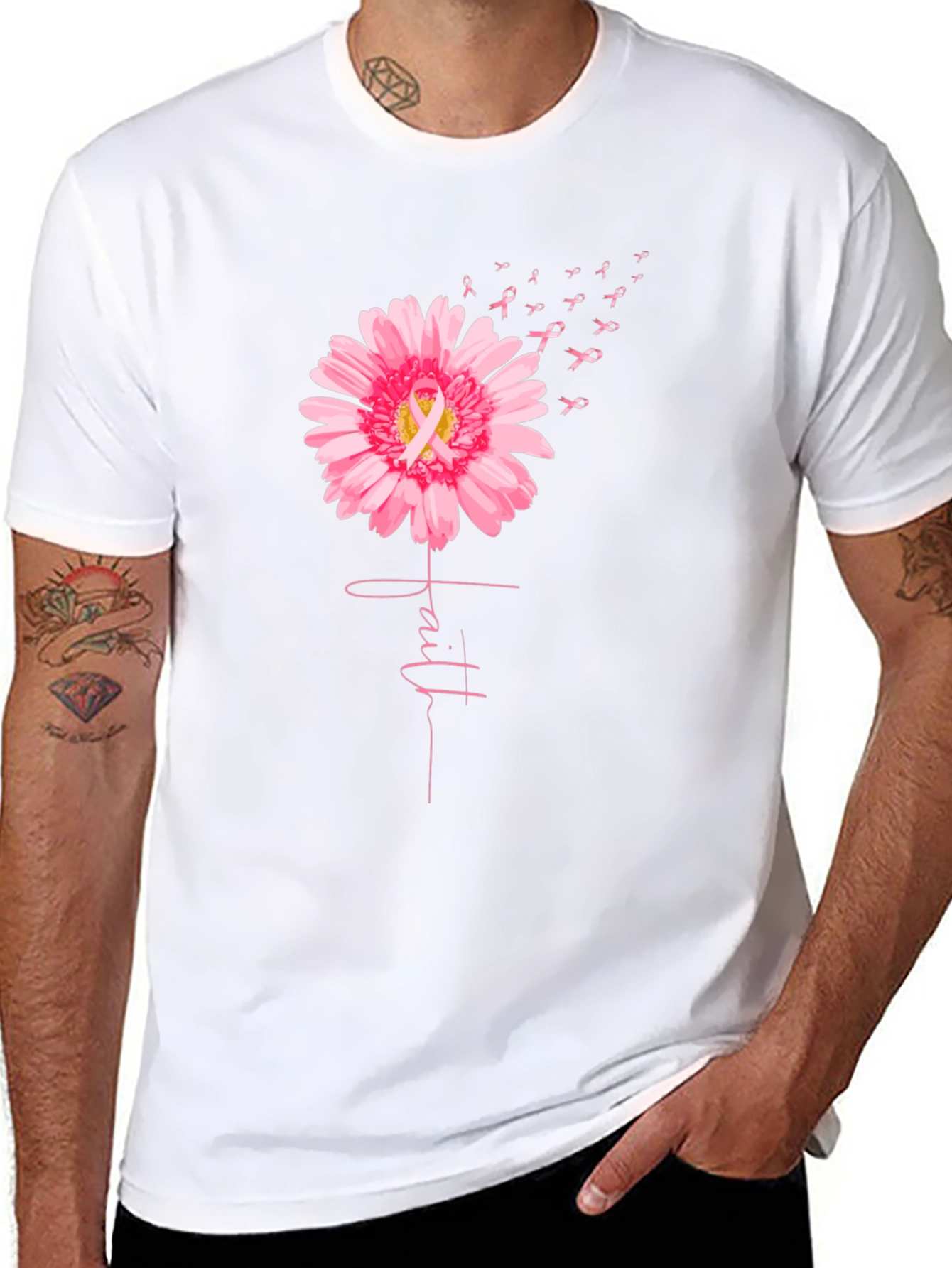 Faith Flower Breast Cancer Awareness T-Shirt