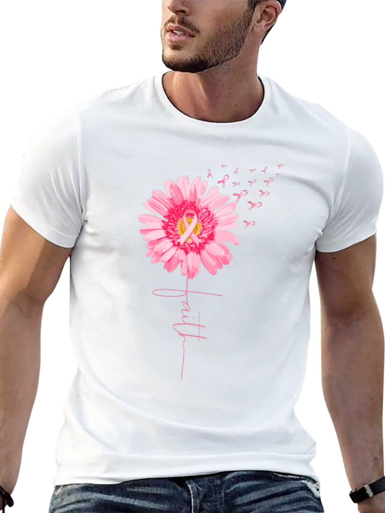 Faith Flower Breast Cancer Awareness T-Shirt