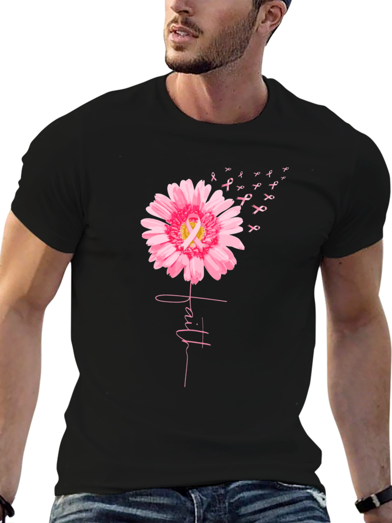 Faith Flower Breast Cancer Awareness T-Shirt