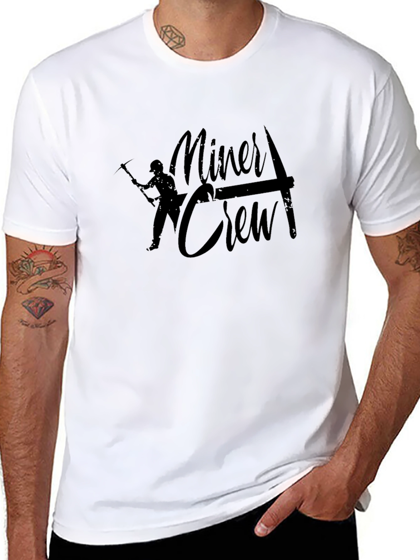 Miner Crew Graphic T-Shirt - Black Cotton Tee