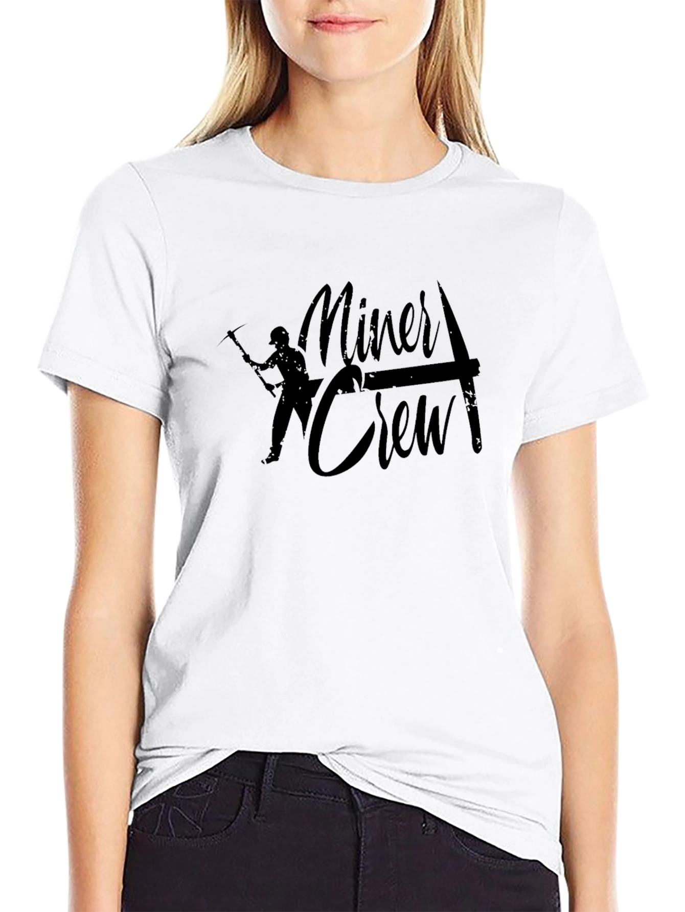 Miner Crew Graphic T-Shirt - Black Cotton Tee