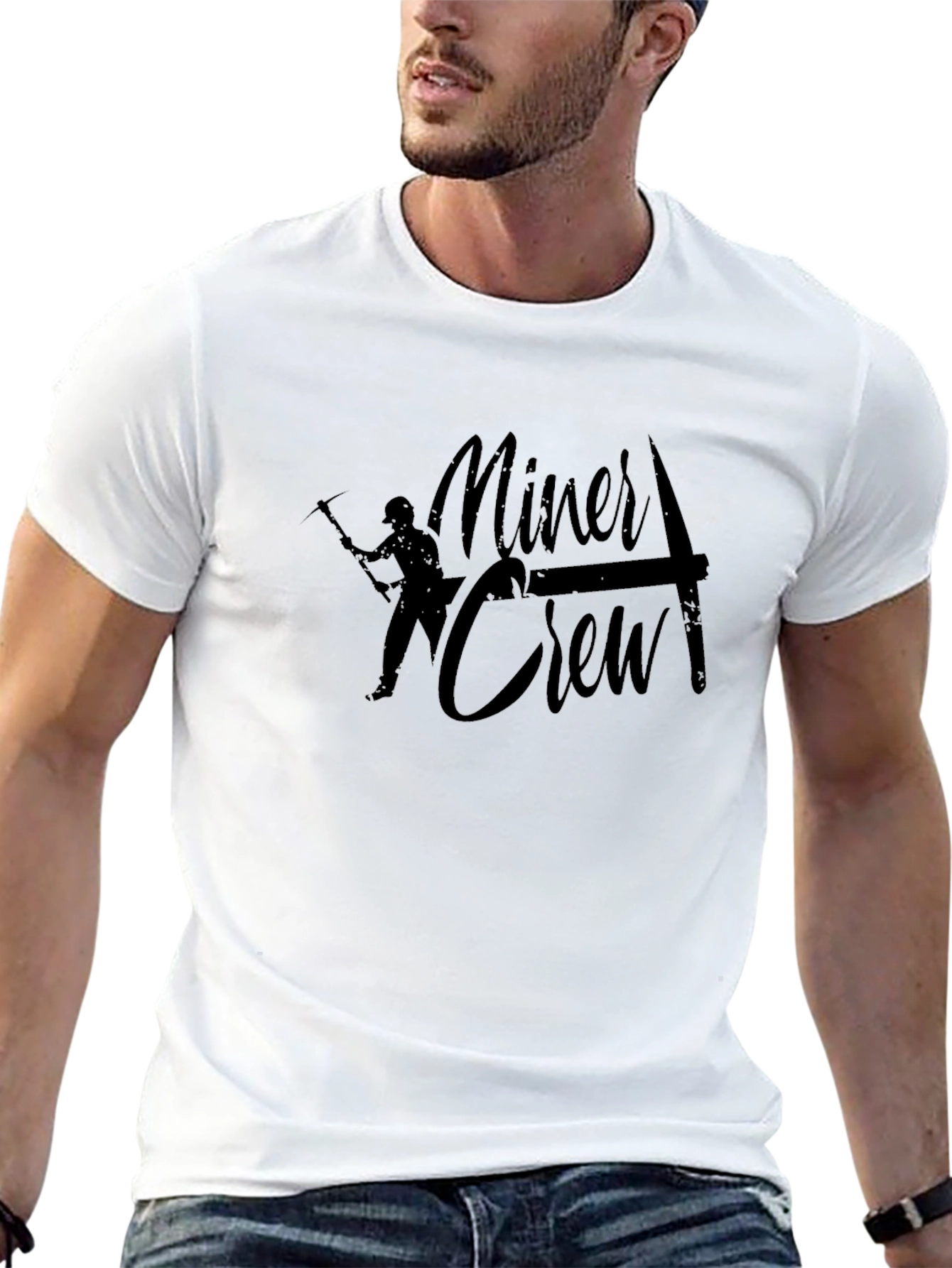 Miner Crew Graphic T-Shirt - Black Cotton Tee