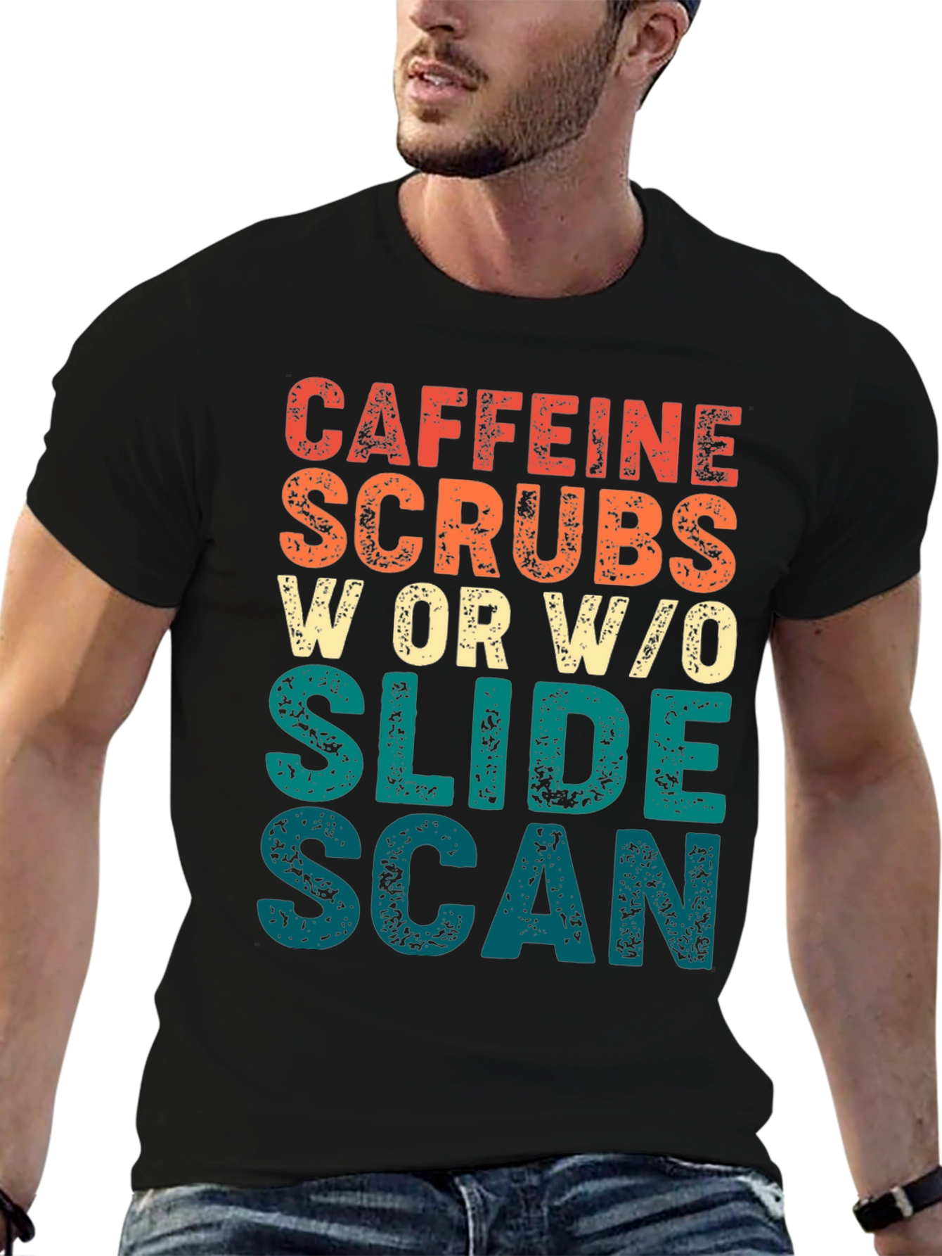 Caffeine Scrubs Slide Scan Graphic T-Shirt
