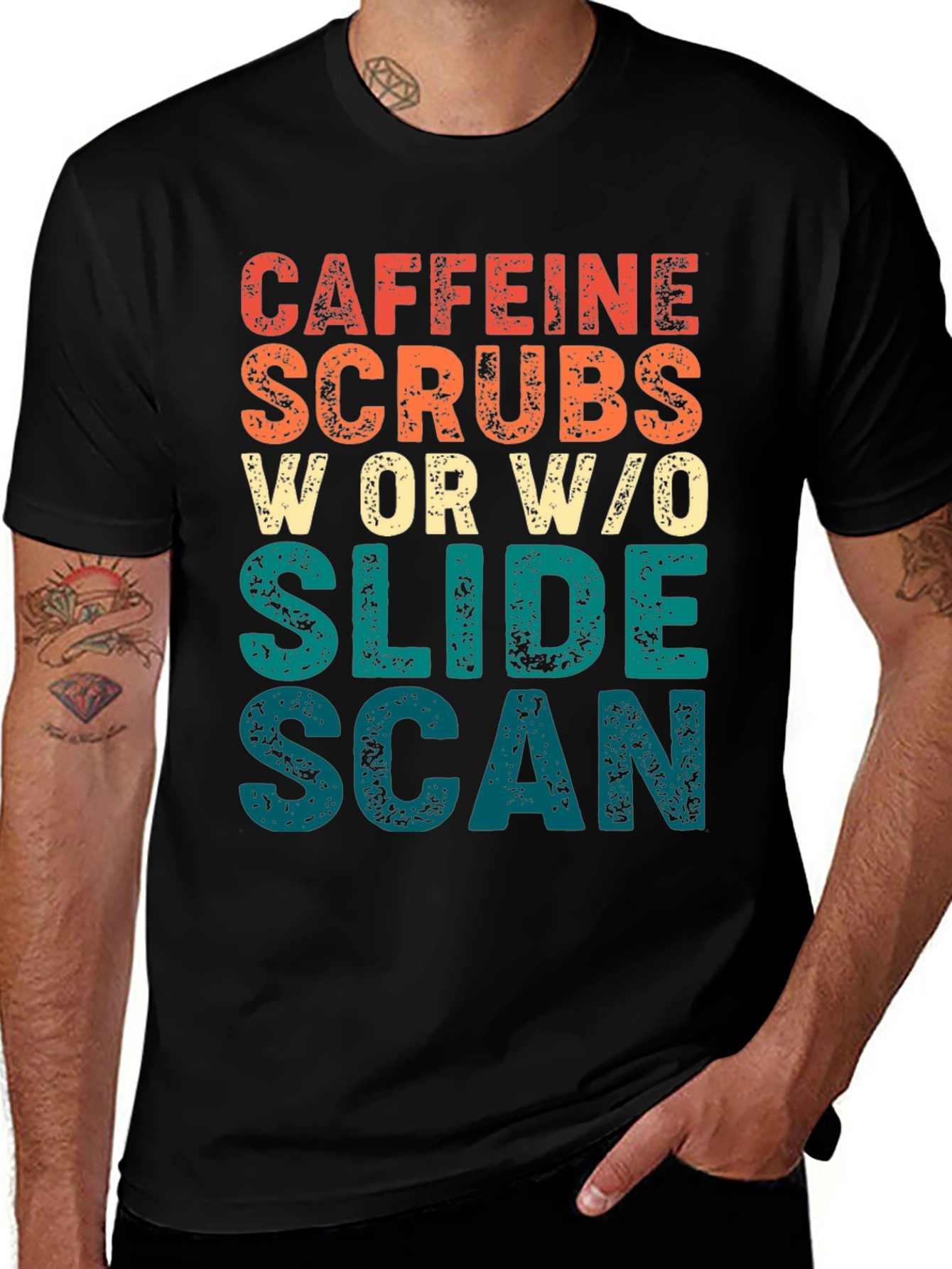 Caffeine Scrubs Slide Scan Graphic T-Shirt