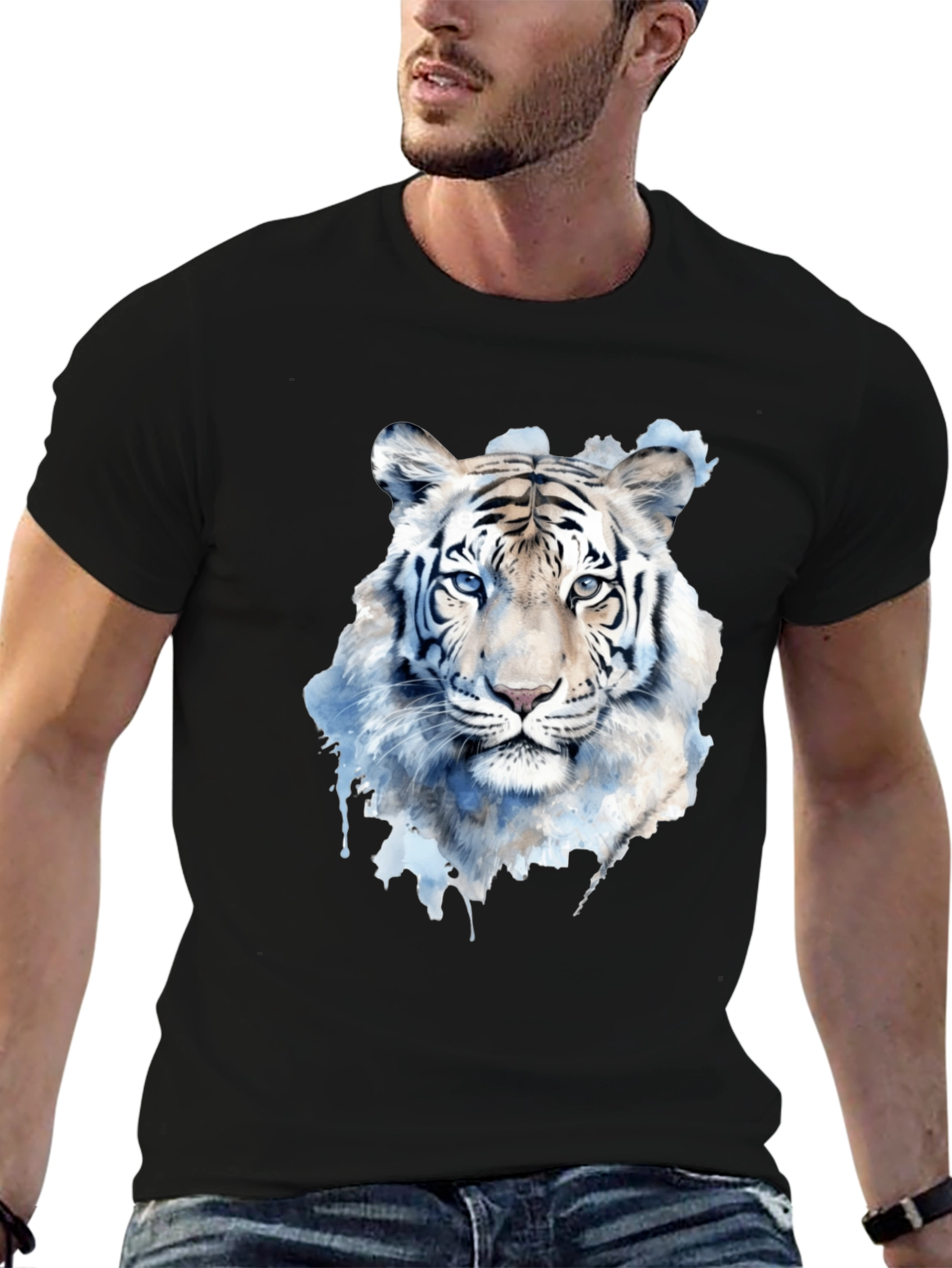Mens Black Tiger Graphic Tee