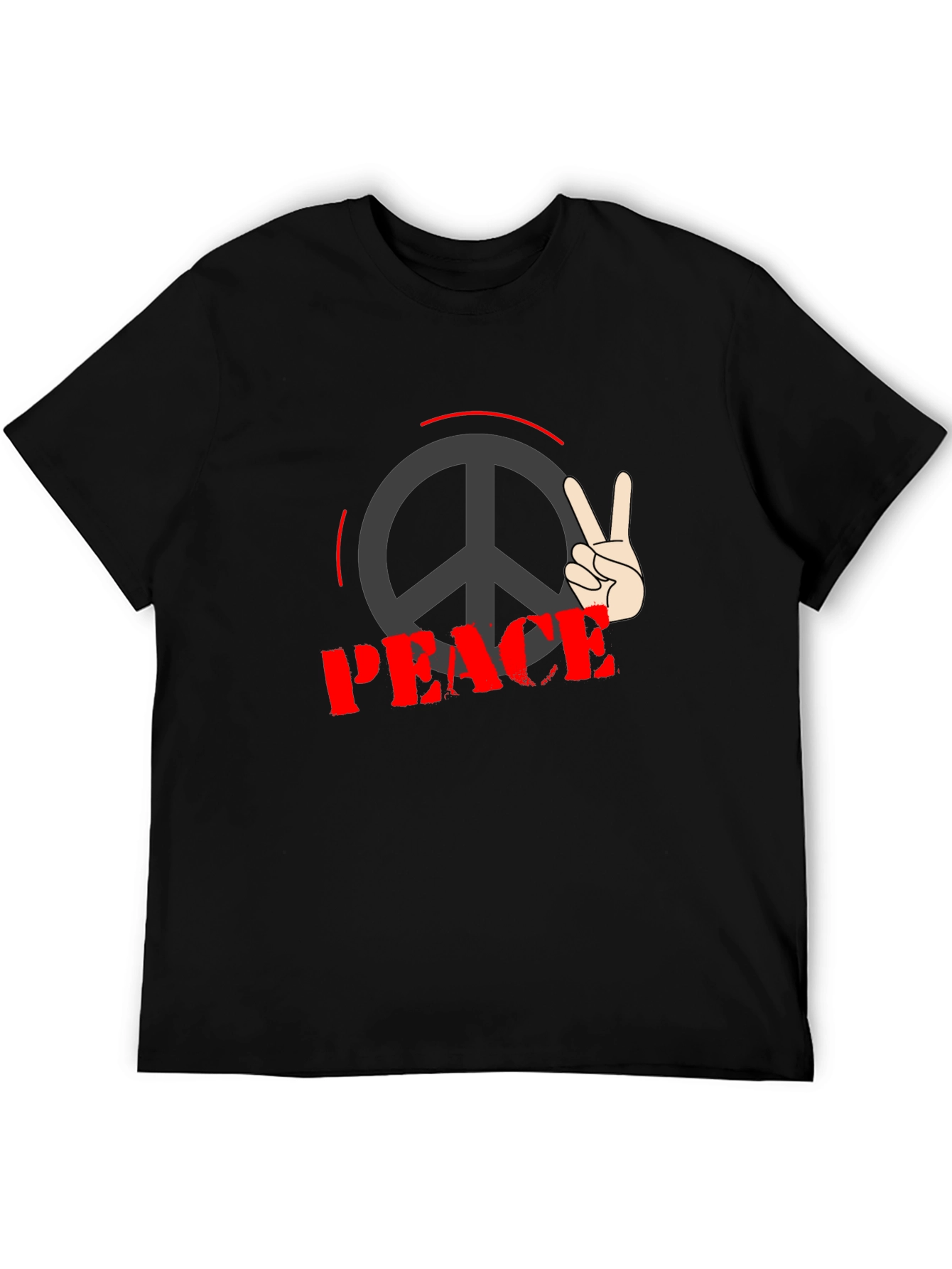 Peace Sign Graphic Black T-Shirt