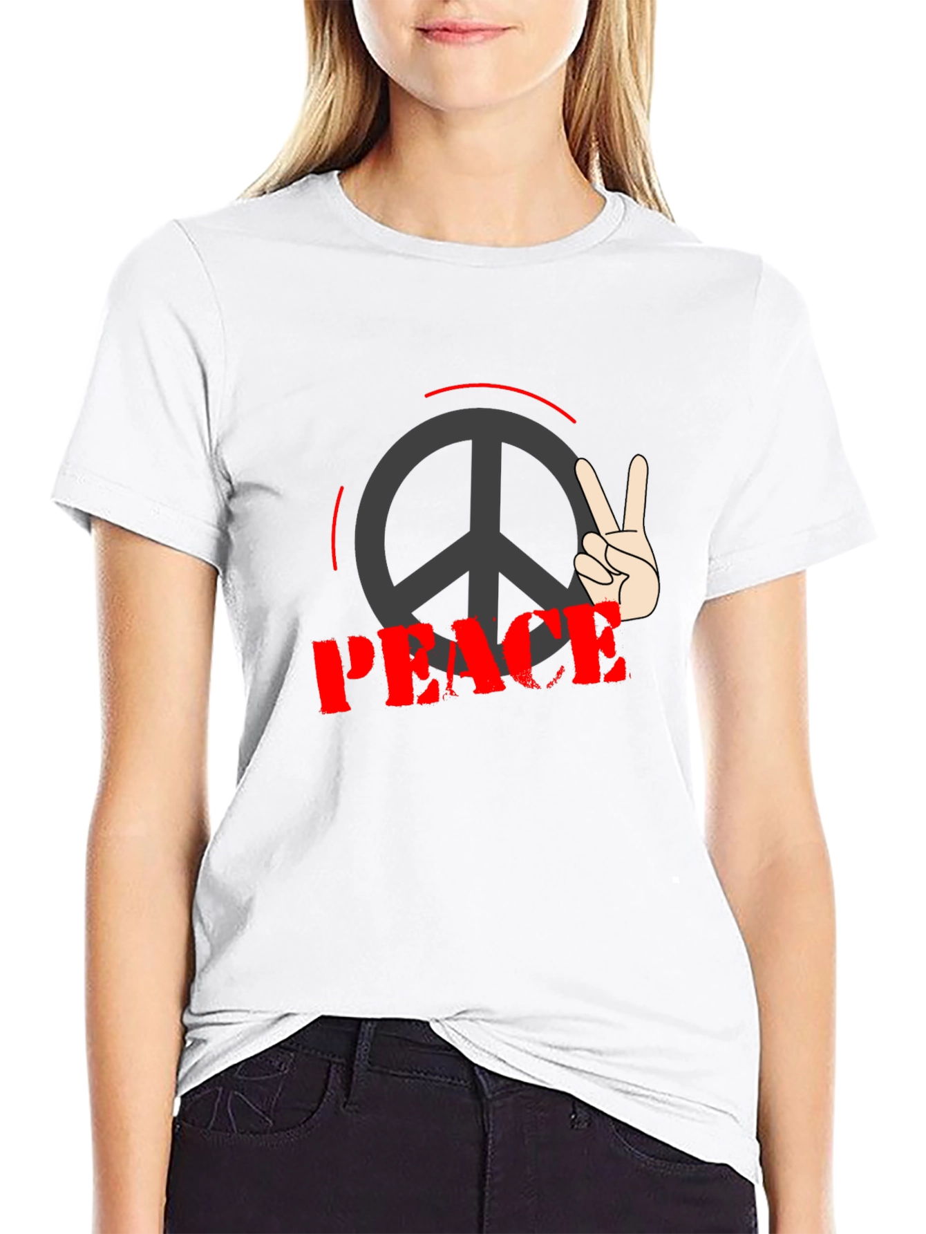 Peace Sign Graphic Black T-Shirt