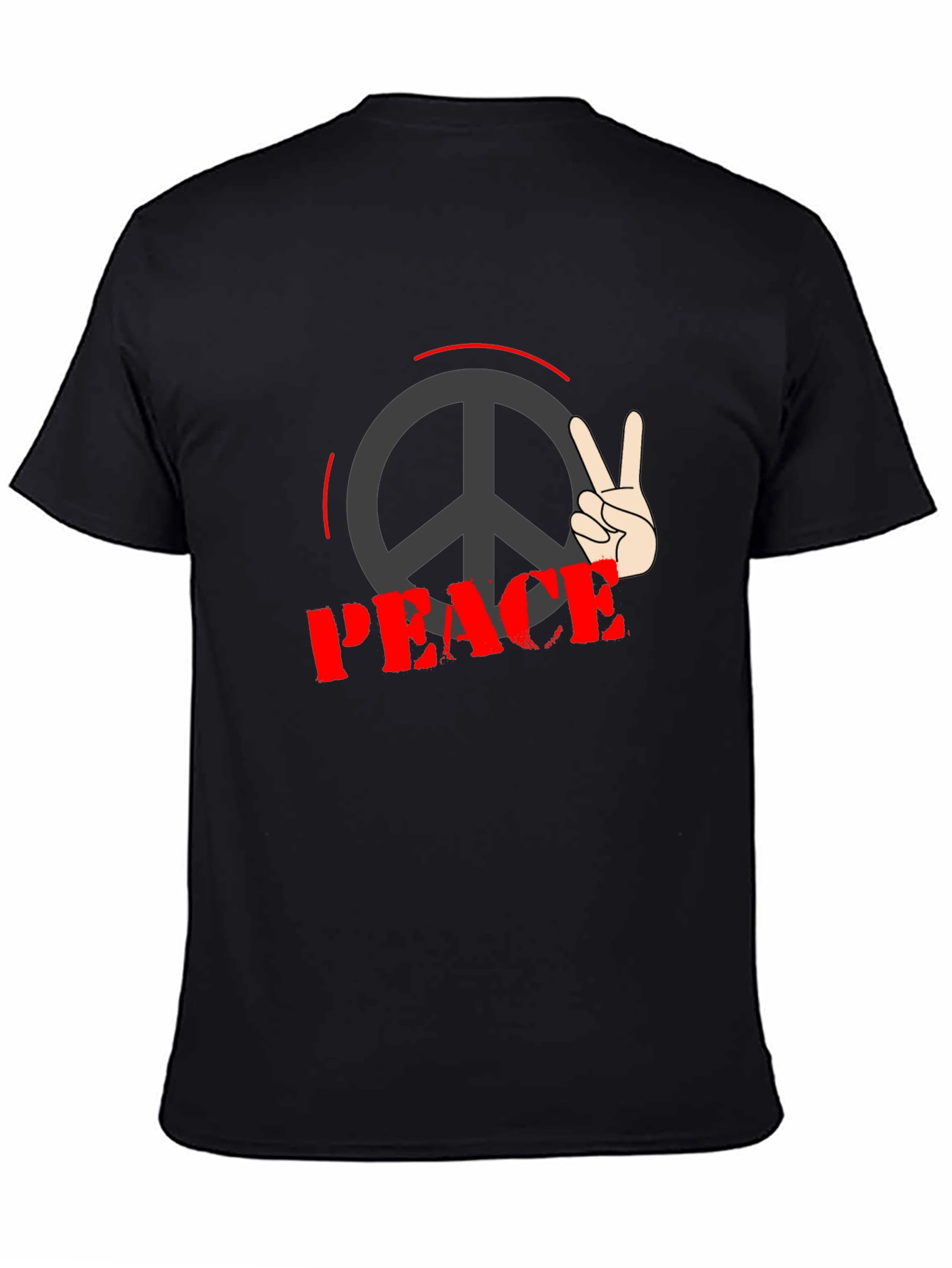 Peace Sign Graphic Black T-Shirt
