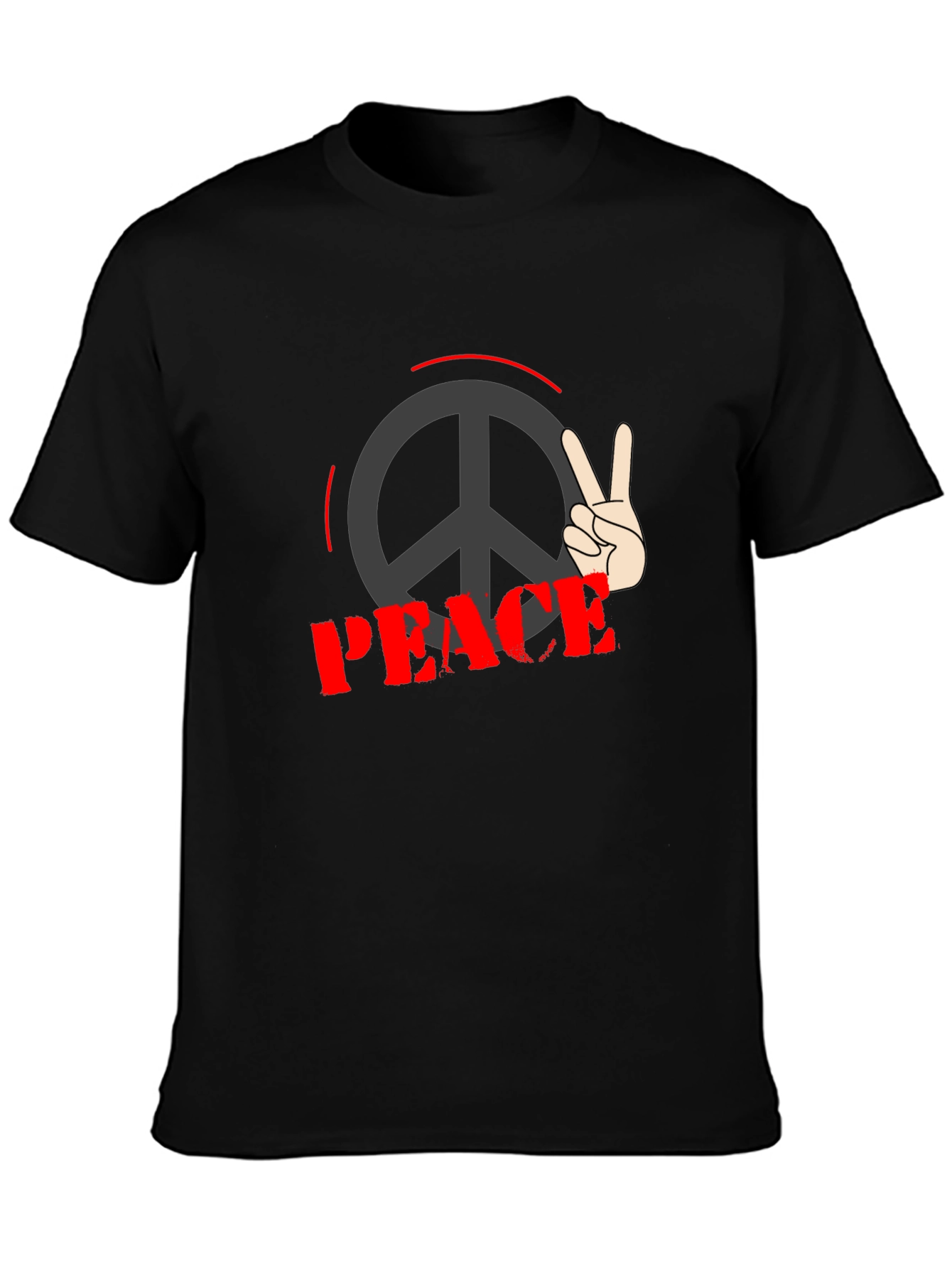 Peace Sign Graphic Black T-Shirt
