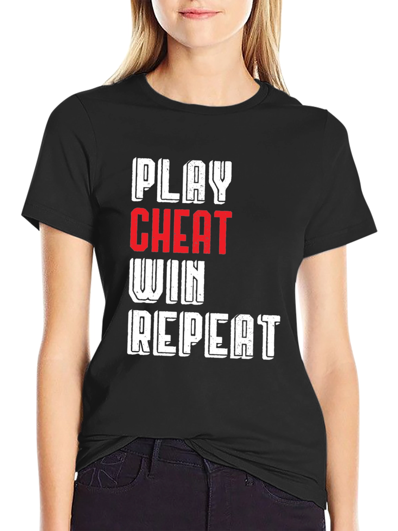 Play Cheat Win Repeat Graphic T-Shirt