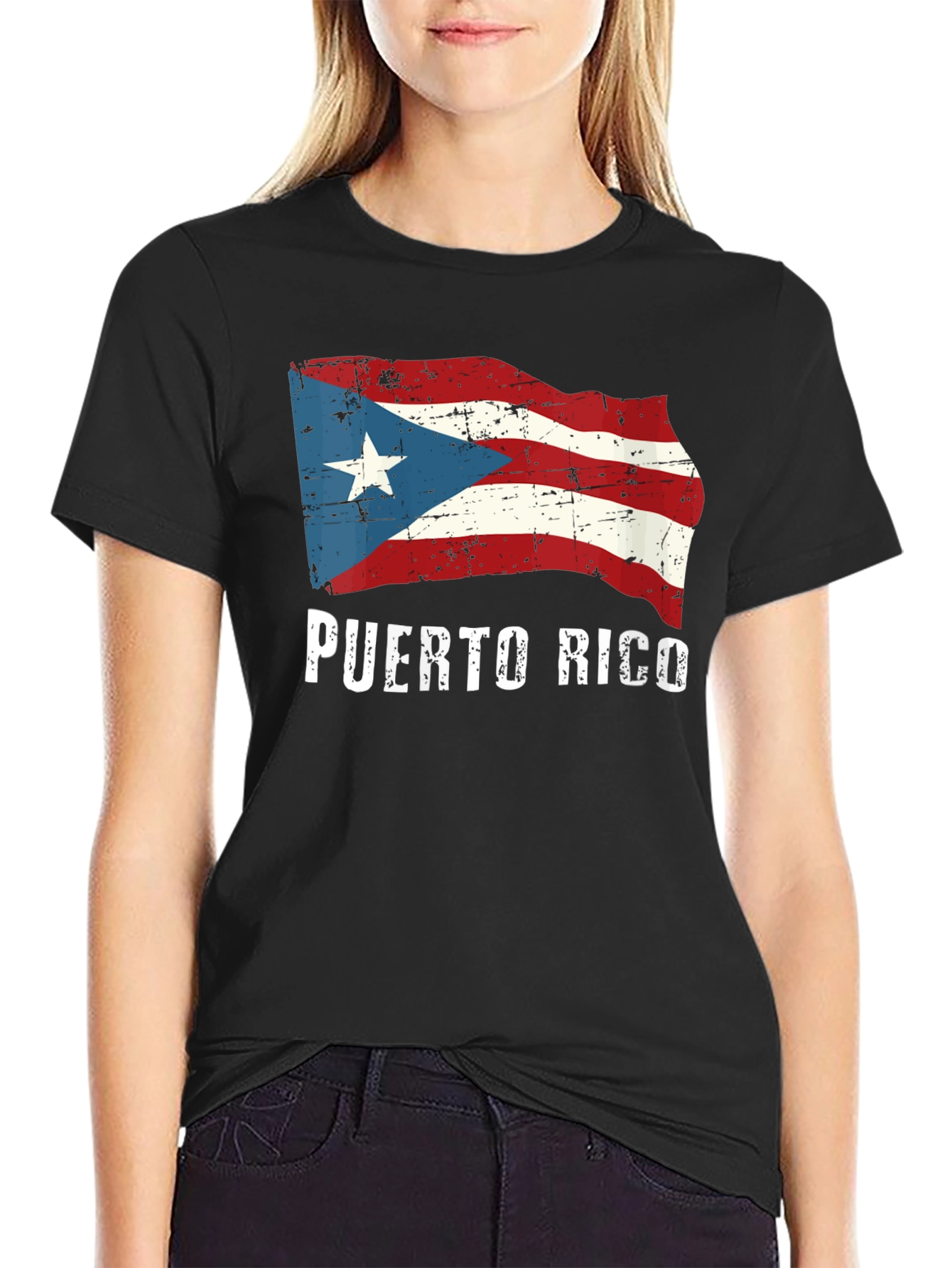 Puerto Rico Flag Graphic Black T-Shirt