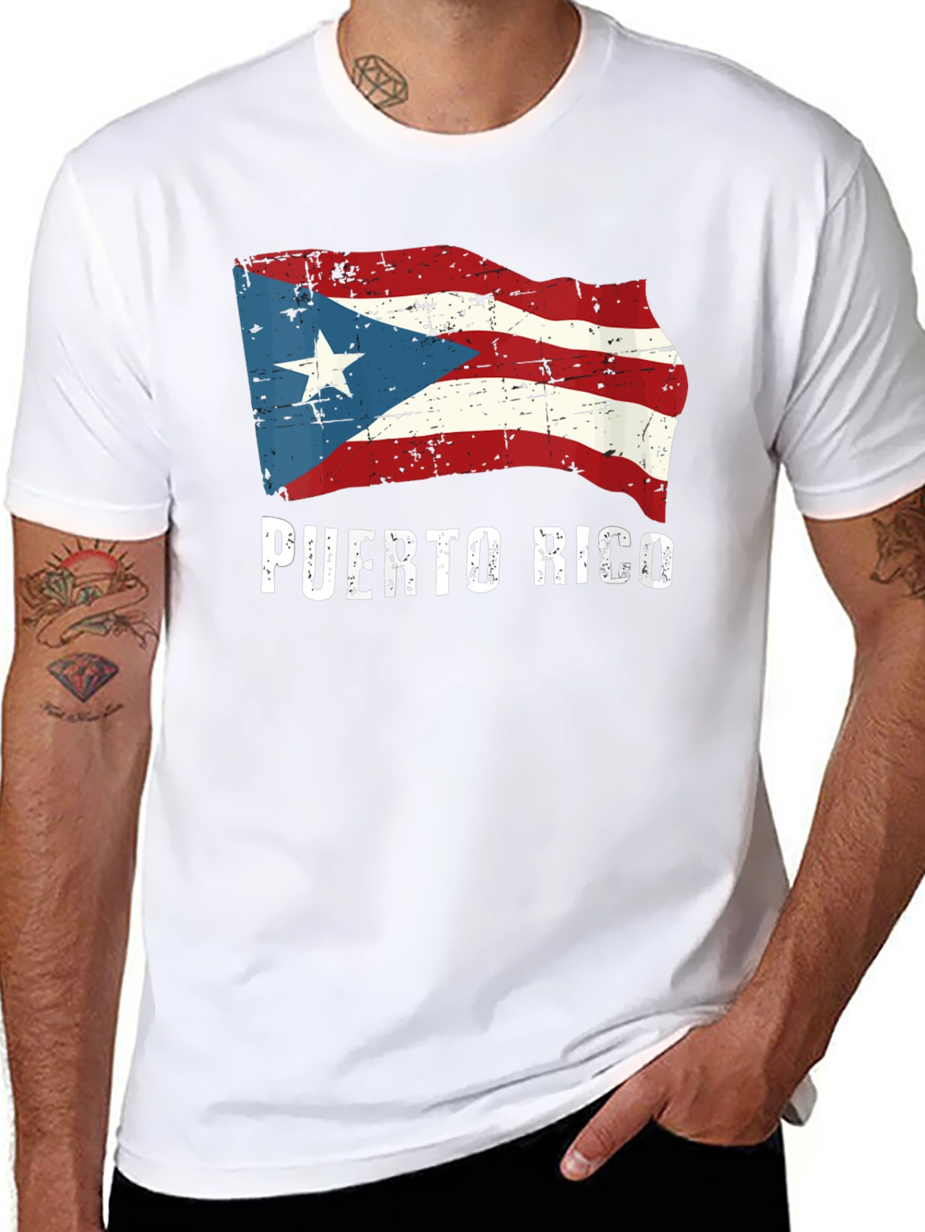 Puerto Rico Flag Graphic Black T-Shirt
