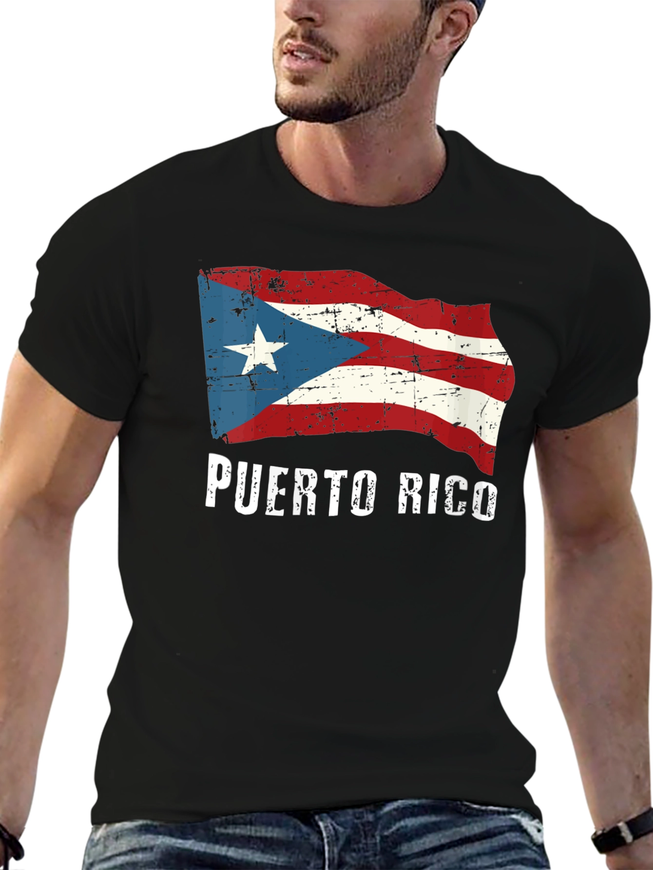 Puerto Rico Flag Graphic Black T-Shirt