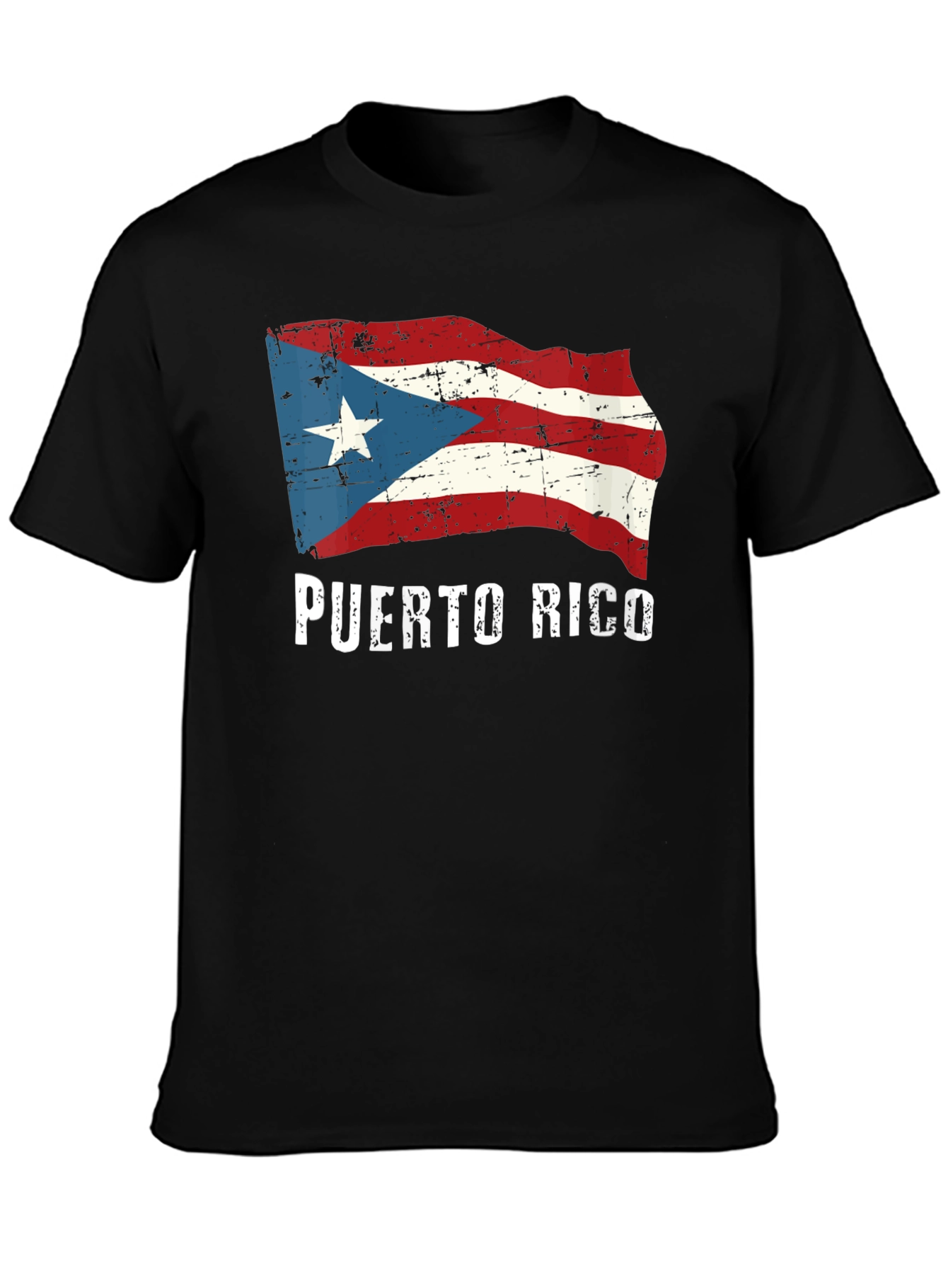 Puerto Rico Flag Graphic Black T-Shirt