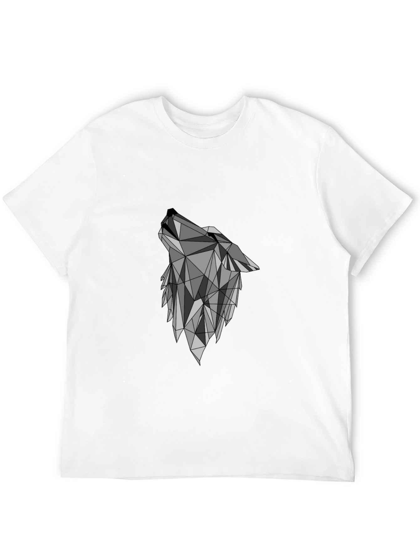 Geometric Wolf Graphic Black T-Shirt