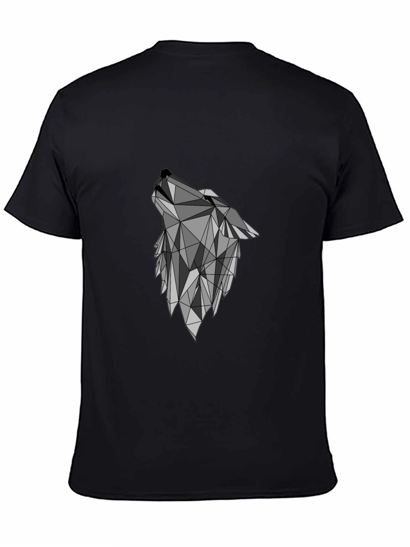 Geometric Wolf Graphic Black T-Shirt