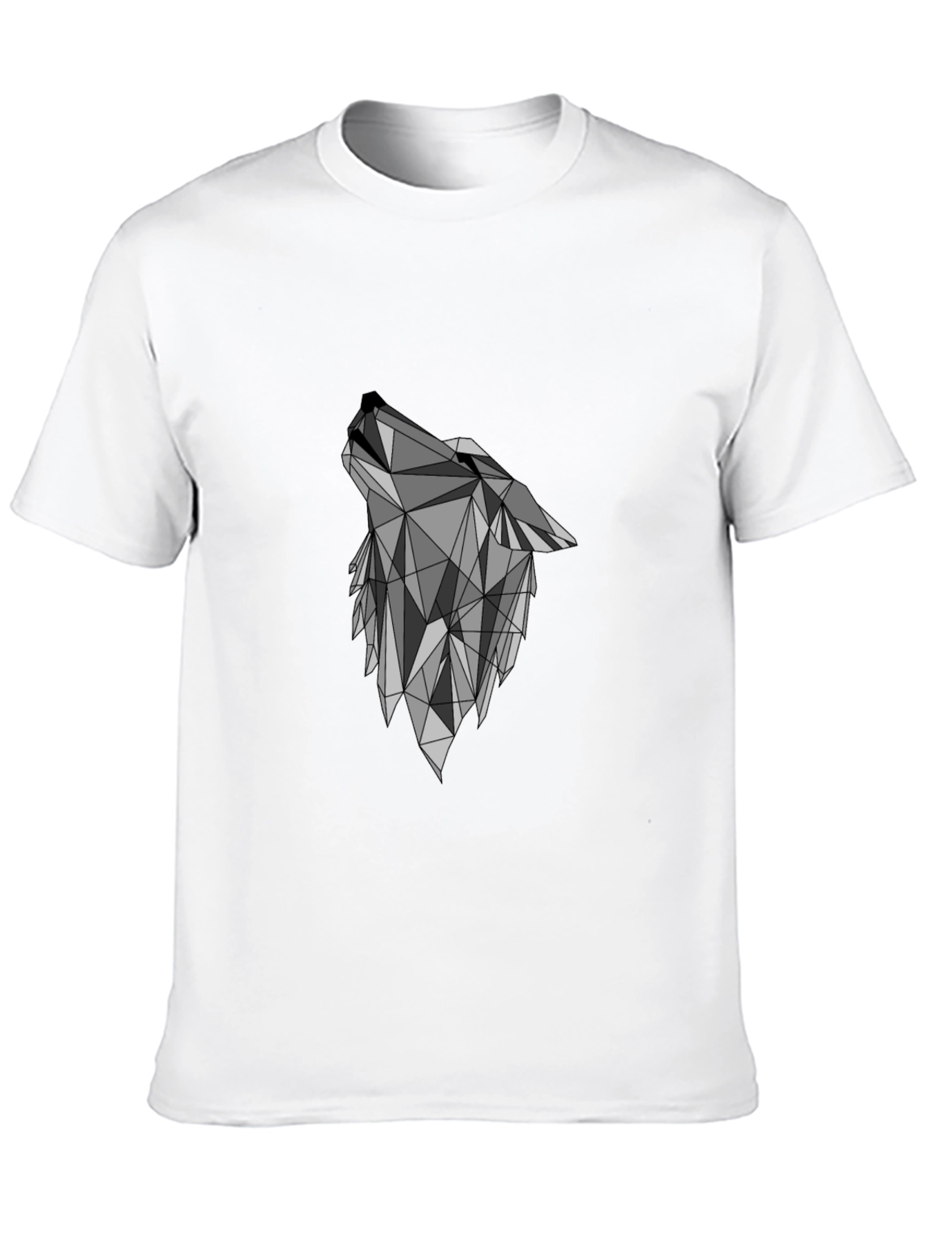 Geometric Wolf Graphic Black T-Shirt