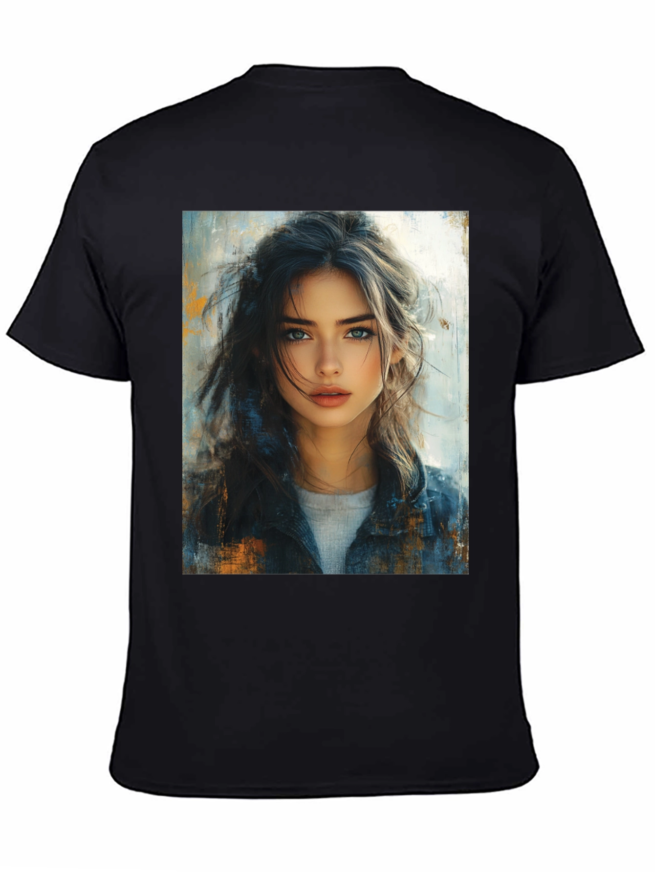 Painted Portrait Tee - Stylish Black T-Shirt
