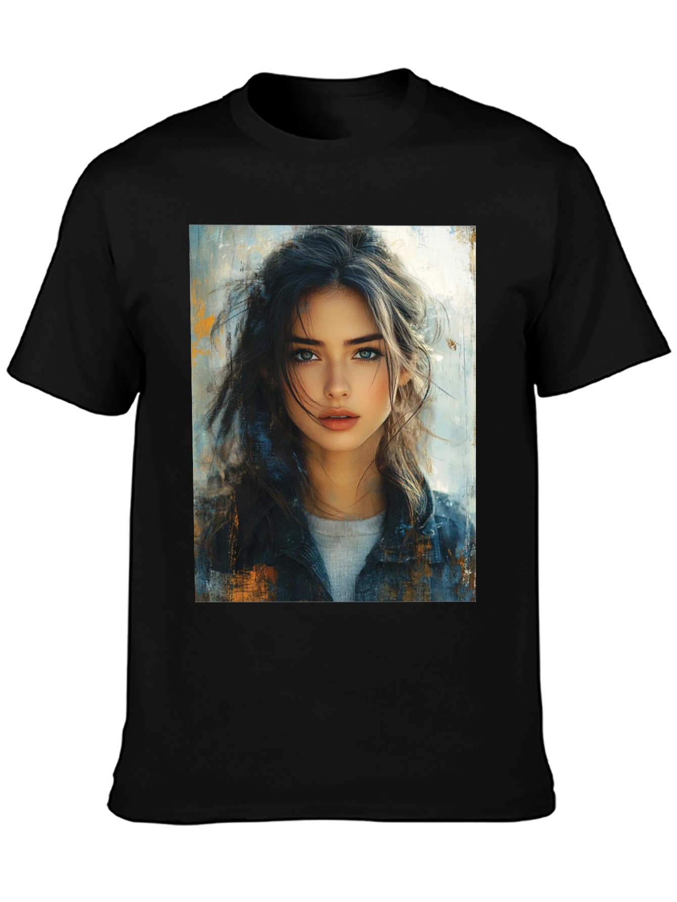 Painted Portrait Tee - Stylish Black T-Shirt