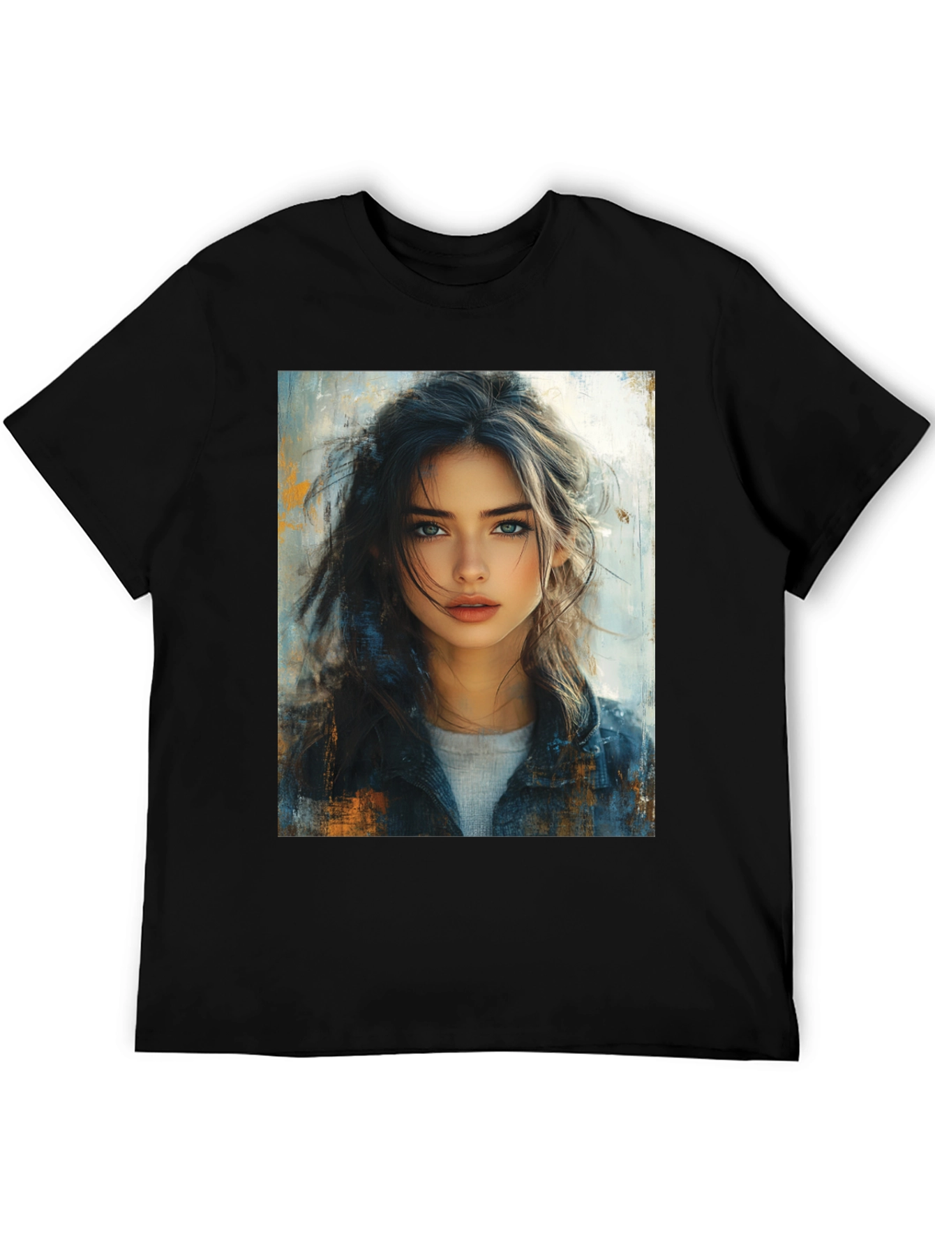 Painted Portrait Tee - Stylish Black T-Shirt