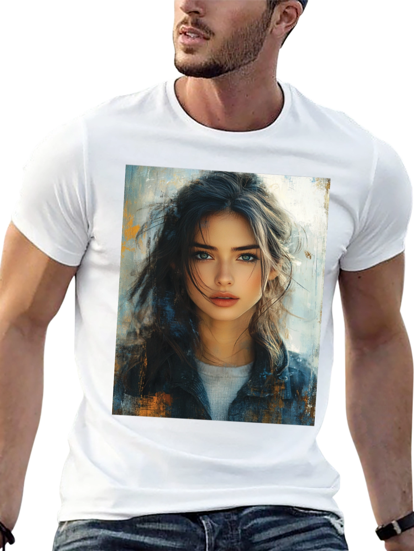Painted Portrait Tee - Stylish Black T-Shirt