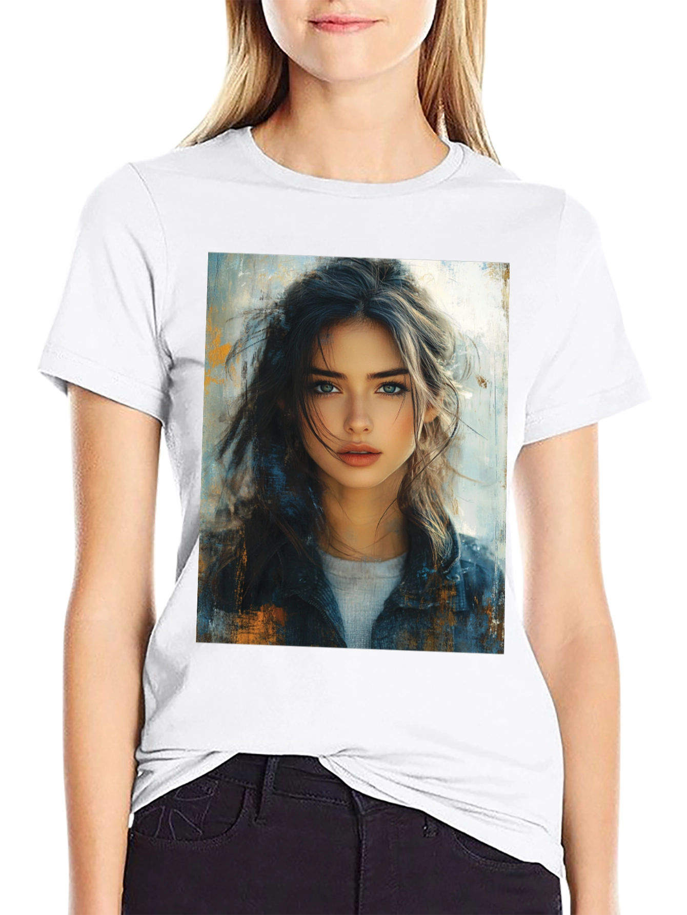 Painted Portrait Tee - Stylish Black T-Shirt