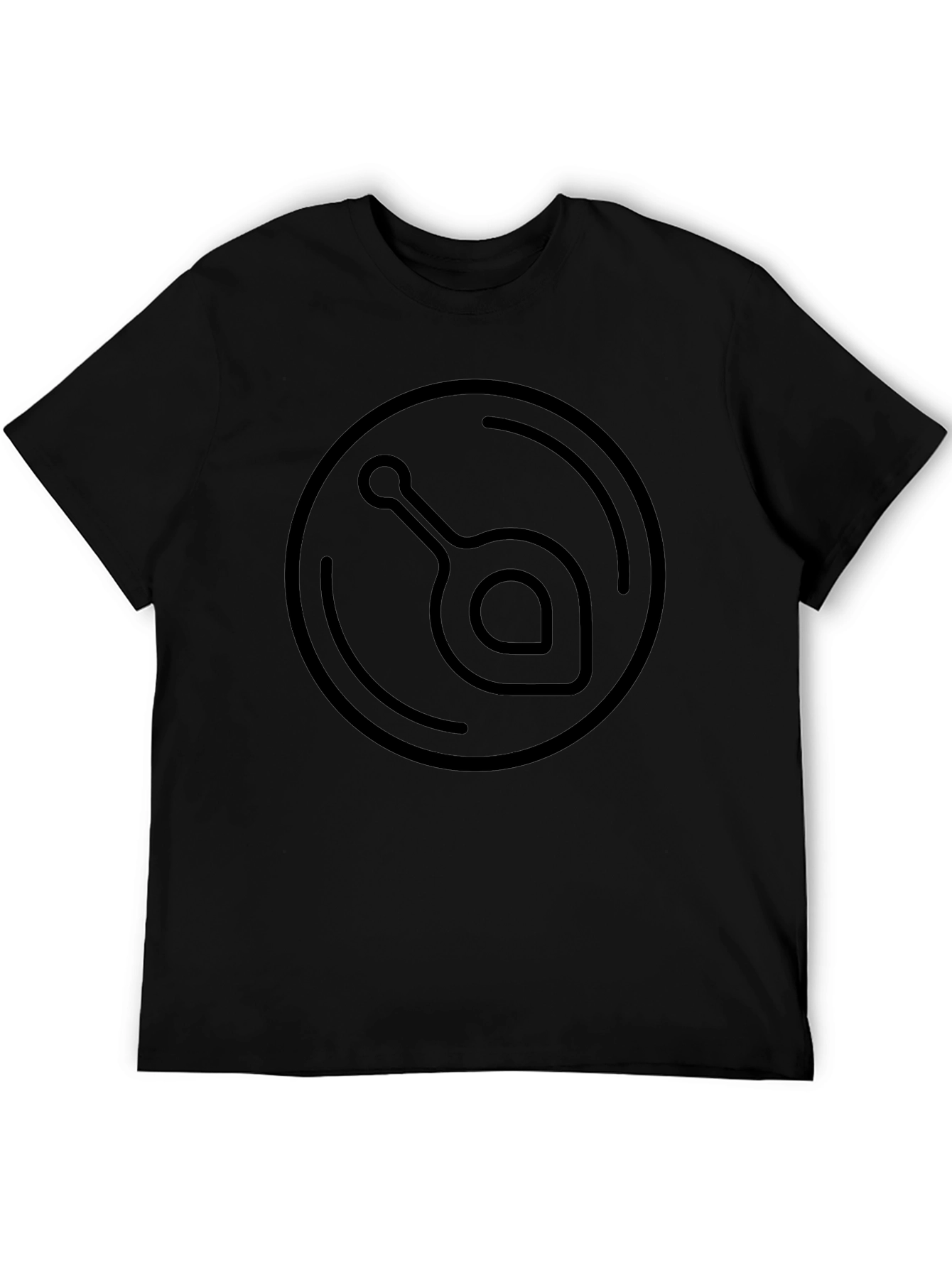 Black T-Shirt with Abstract Circle Logo Design