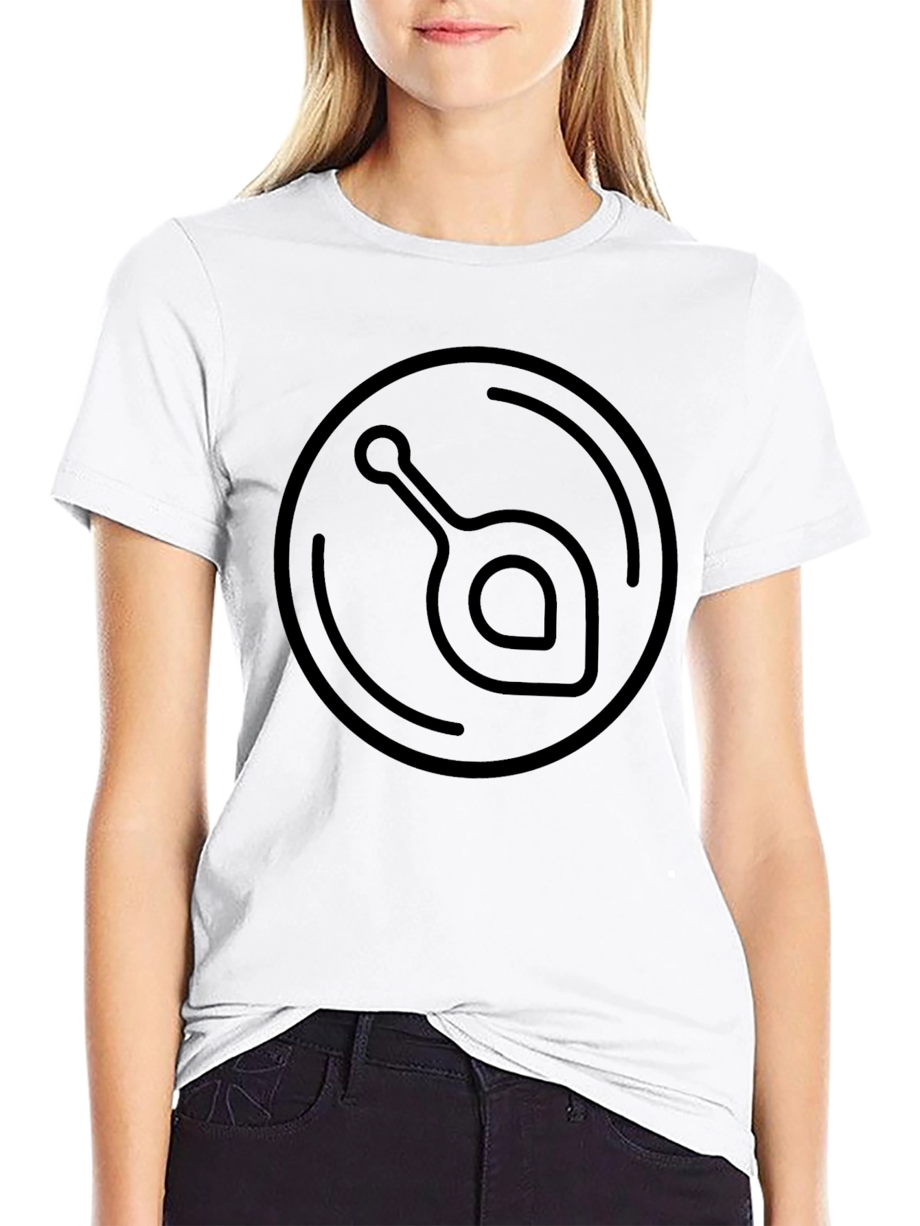 Black T-Shirt with Abstract Circle Logo Design