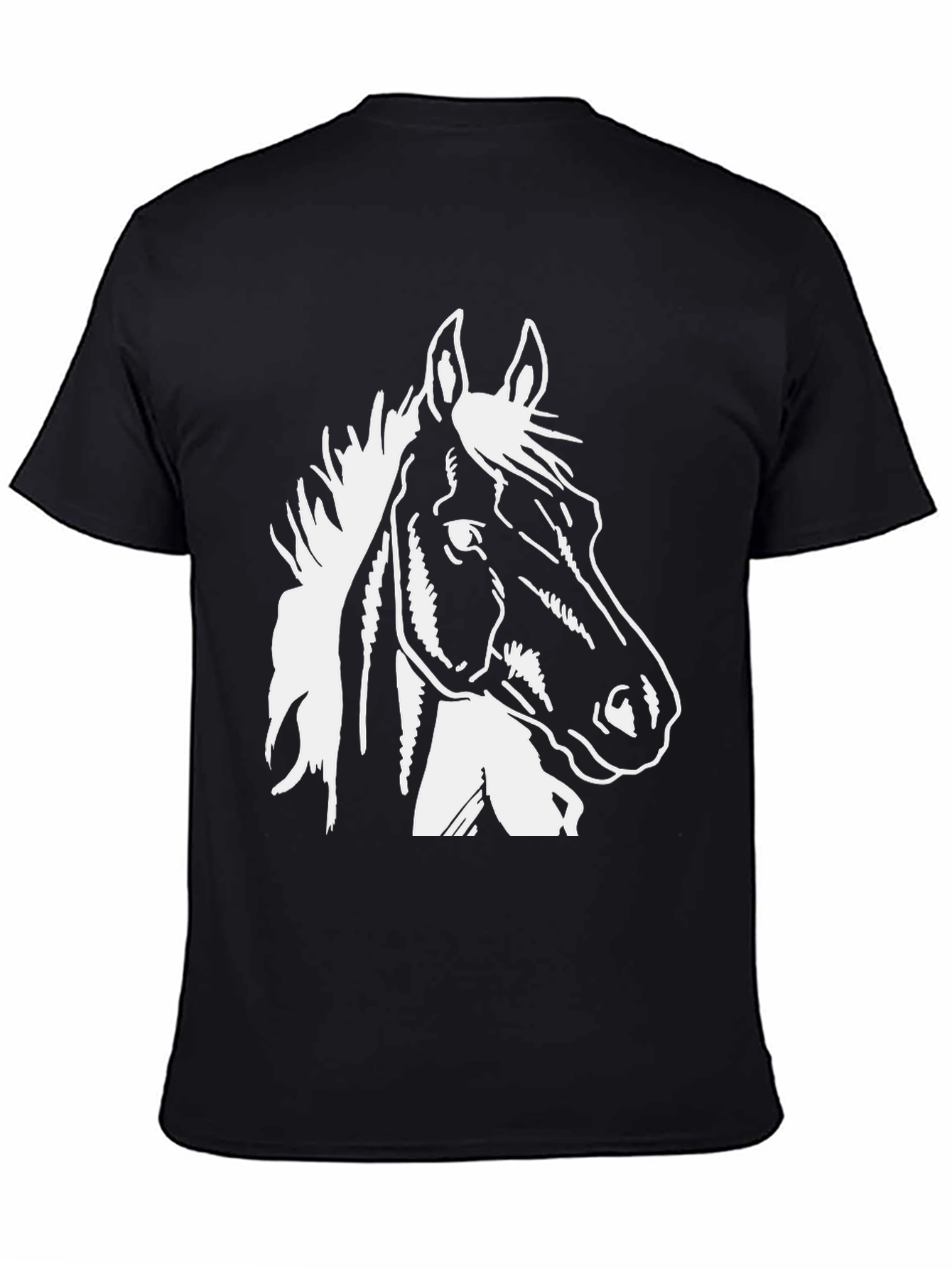 Horse Graphic T-Shirt - Black Cotton Blend