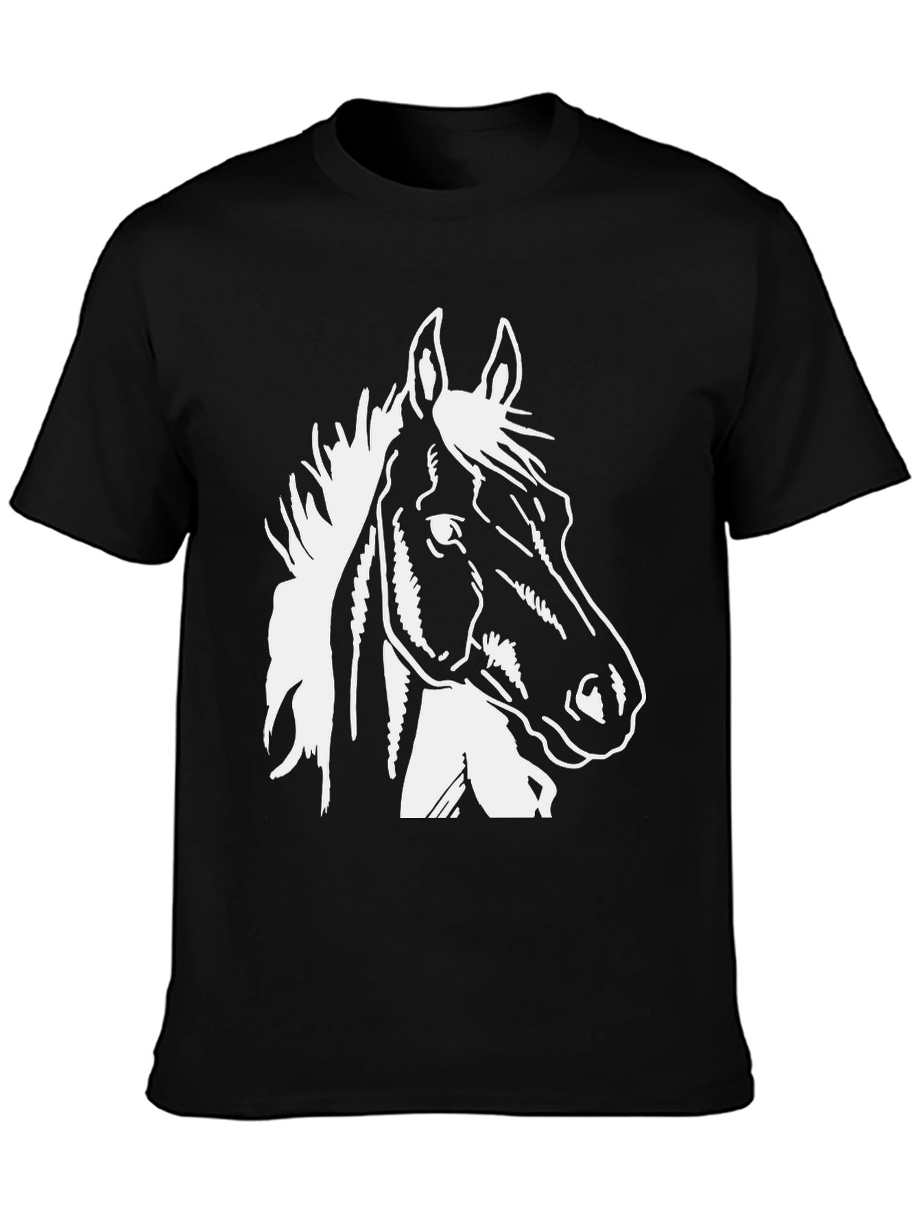 Horse Graphic T-Shirt - Black Cotton Blend