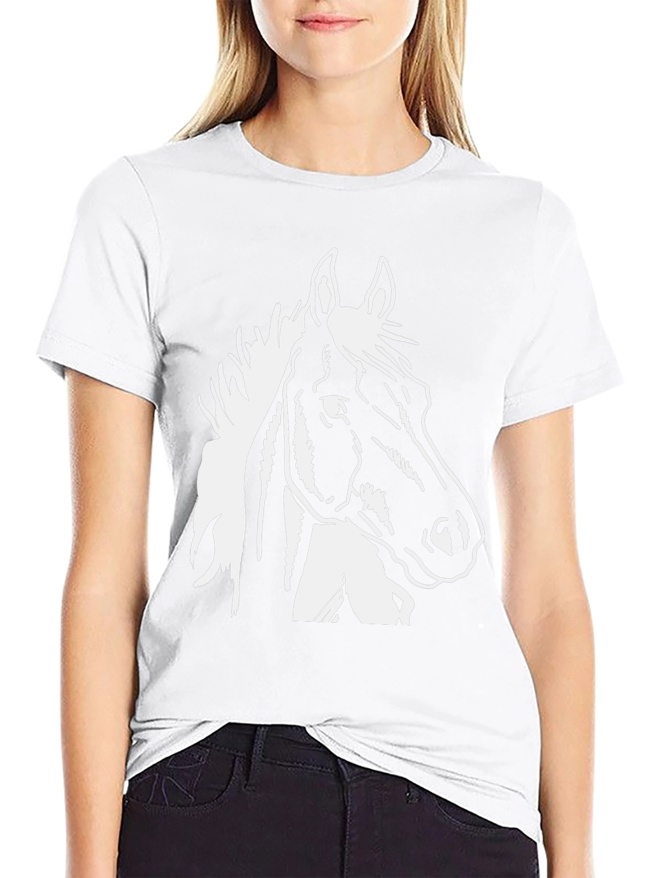 Horse Graphic T-Shirt - Black Cotton Blend