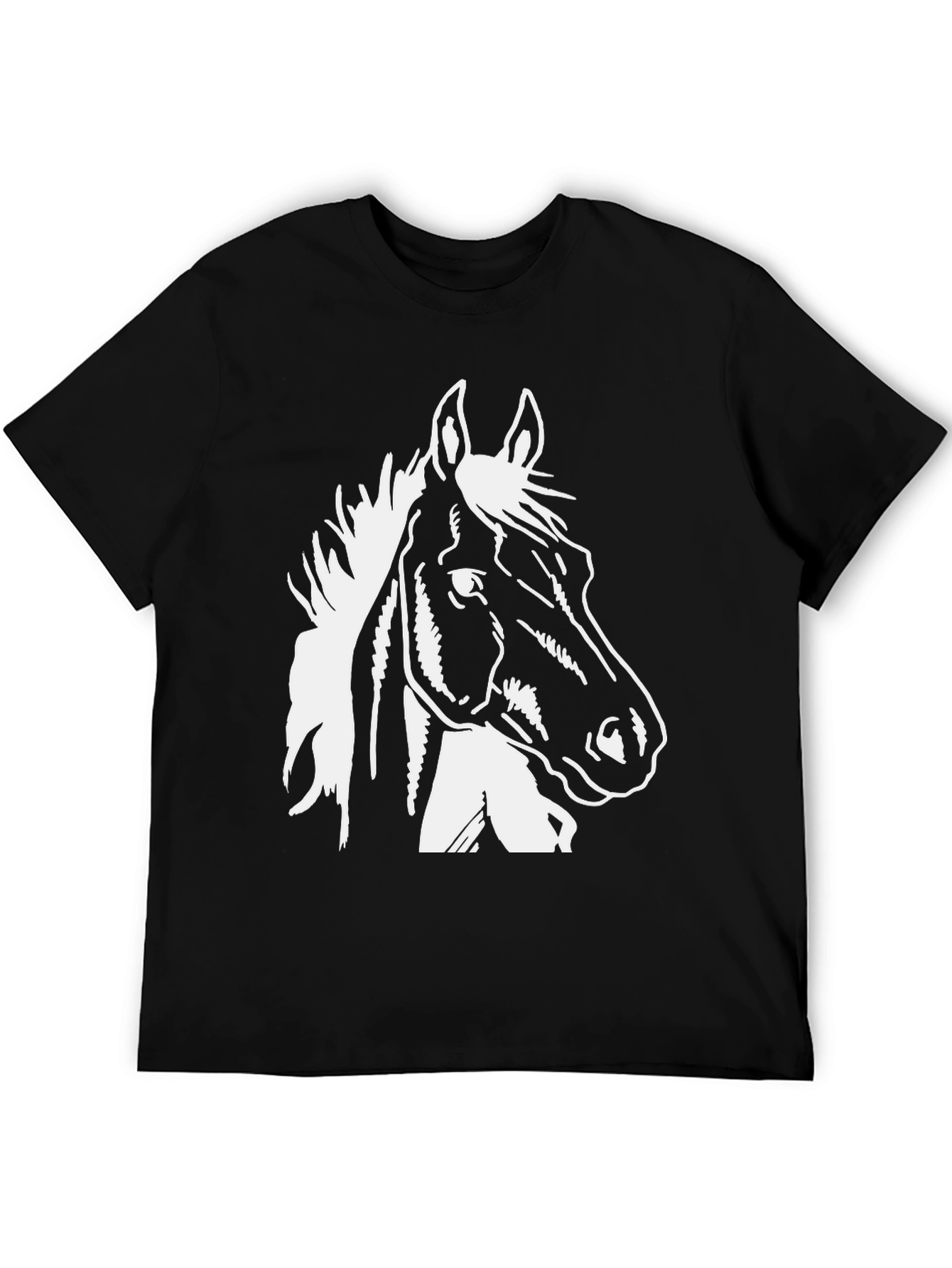 Horse Graphic T-Shirt - Black Cotton Blend