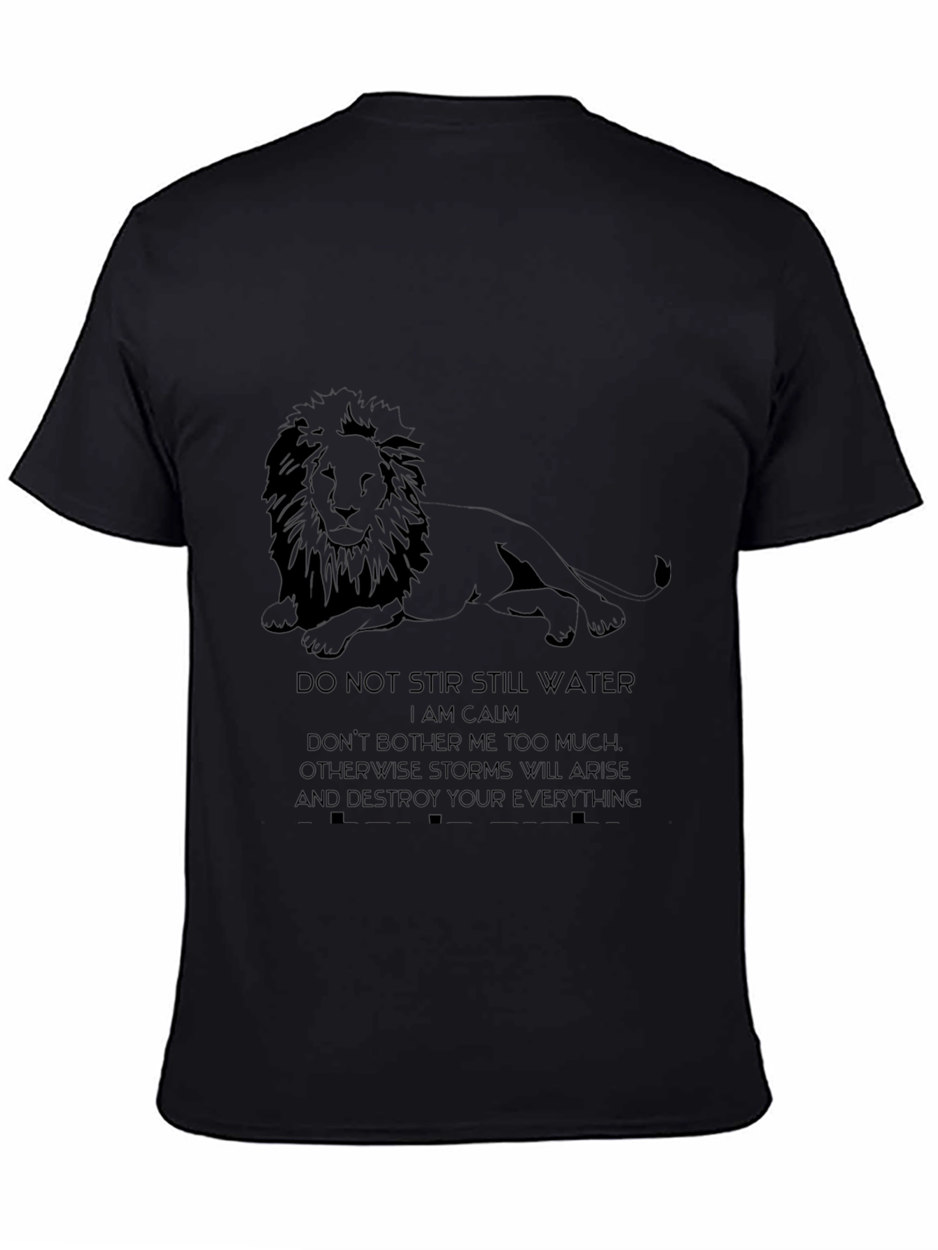 Lion Calm T-Shirt - Mens Black Graphic Tee