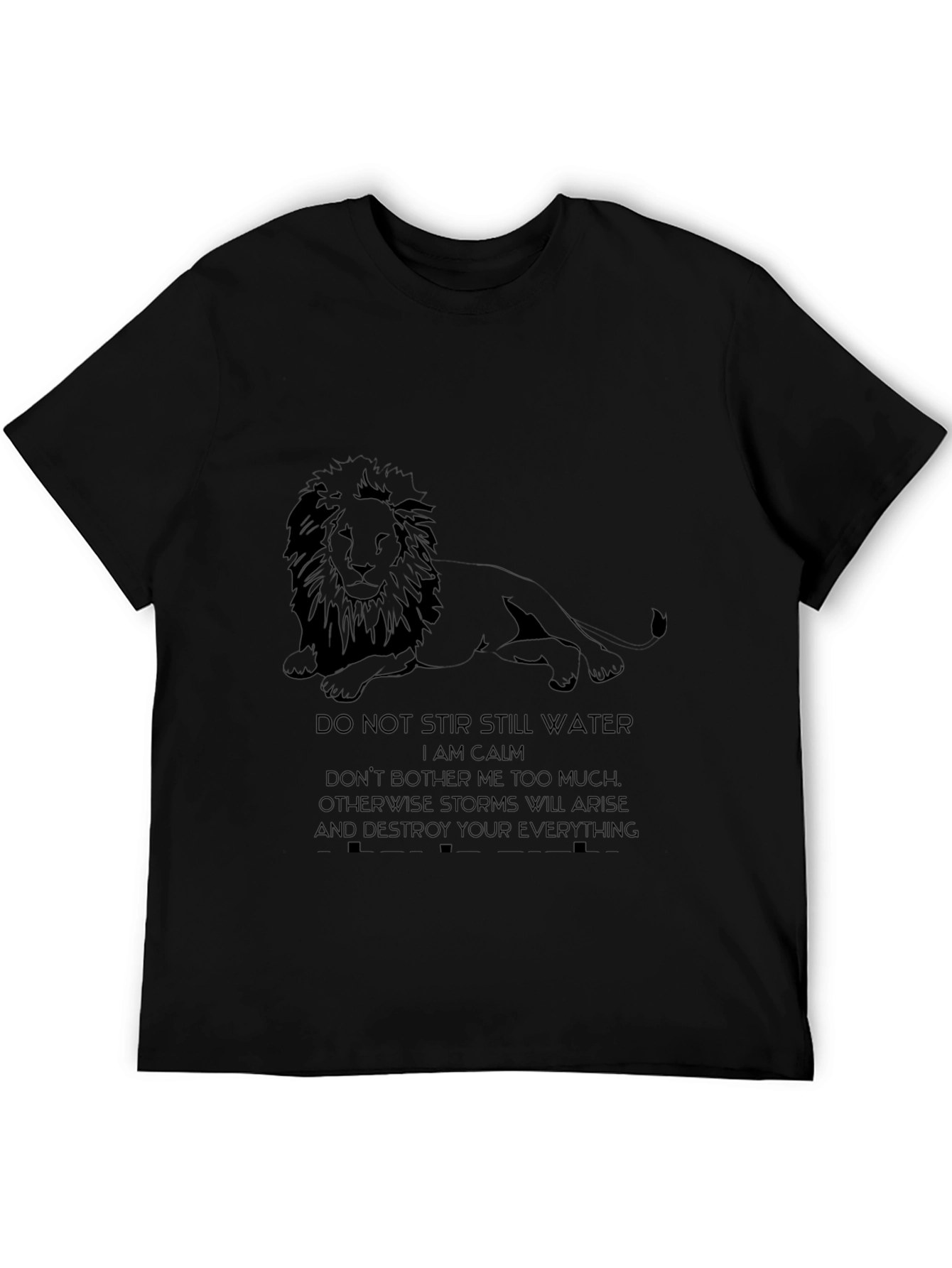 Lion Calm T-Shirt - Mens Black Graphic Tee