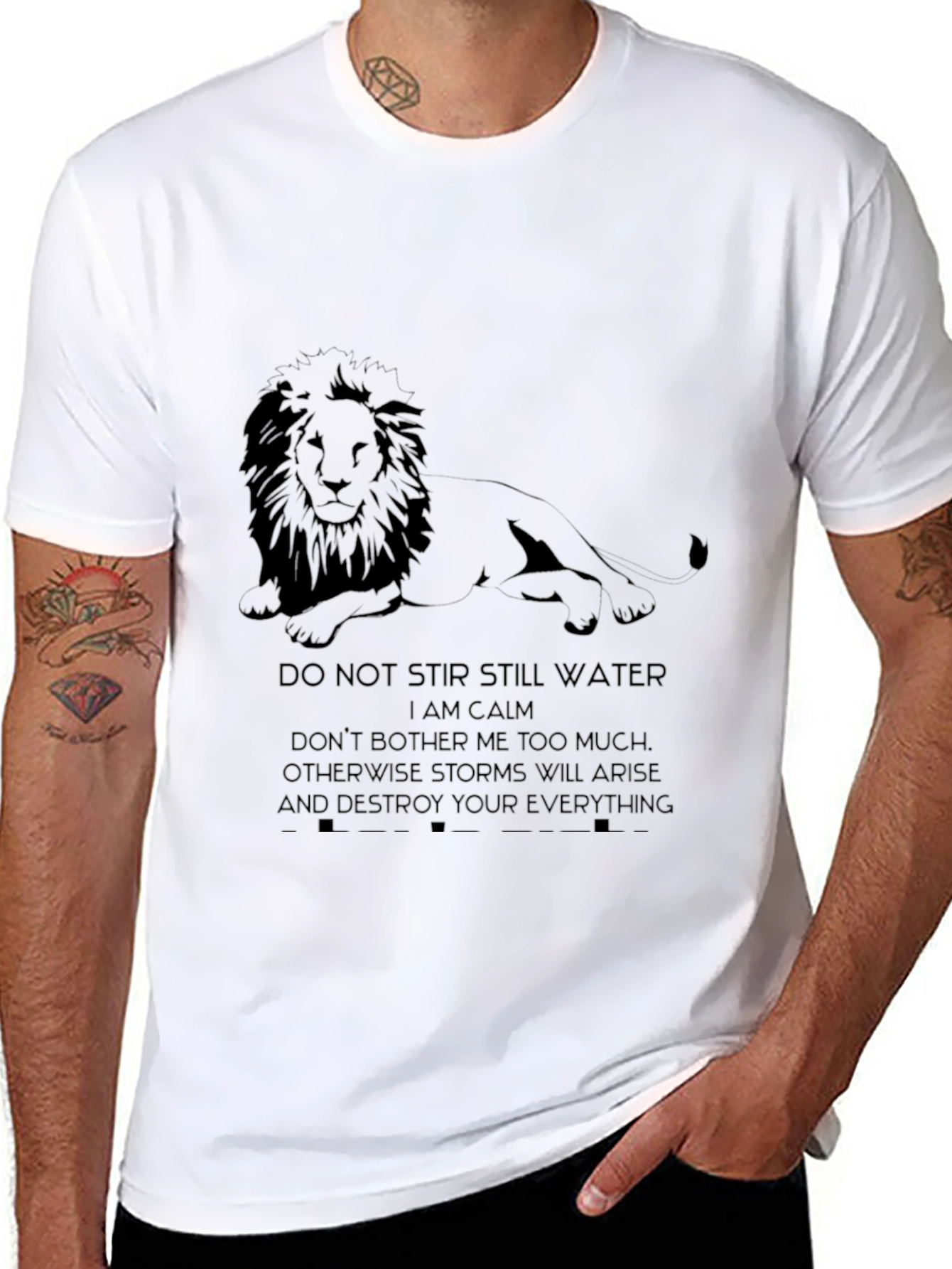 Lion Calm T-Shirt - Mens Black Graphic Tee