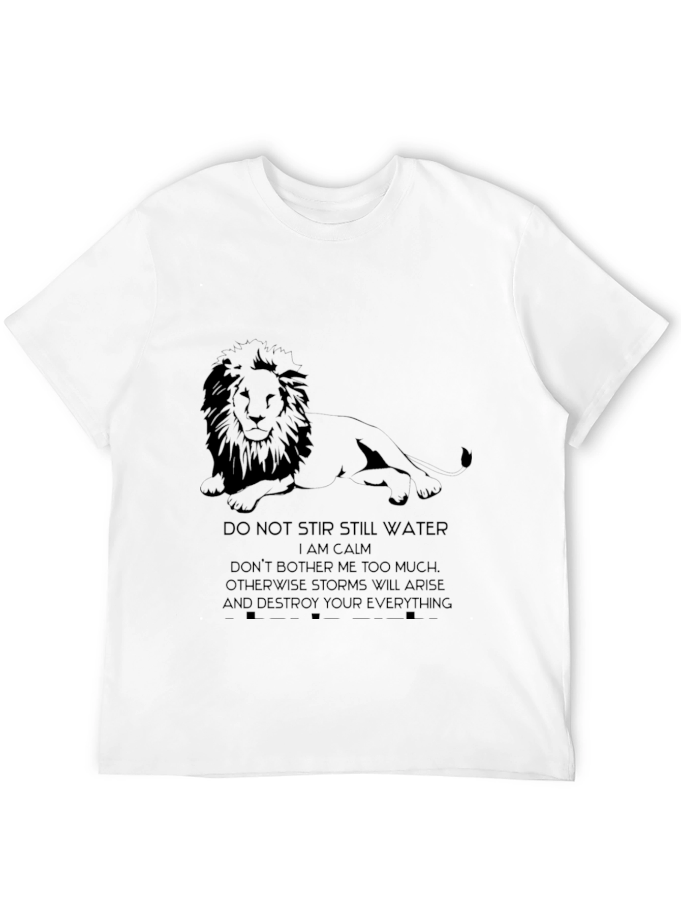 Lion Calm T-Shirt - Mens Black Graphic Tee