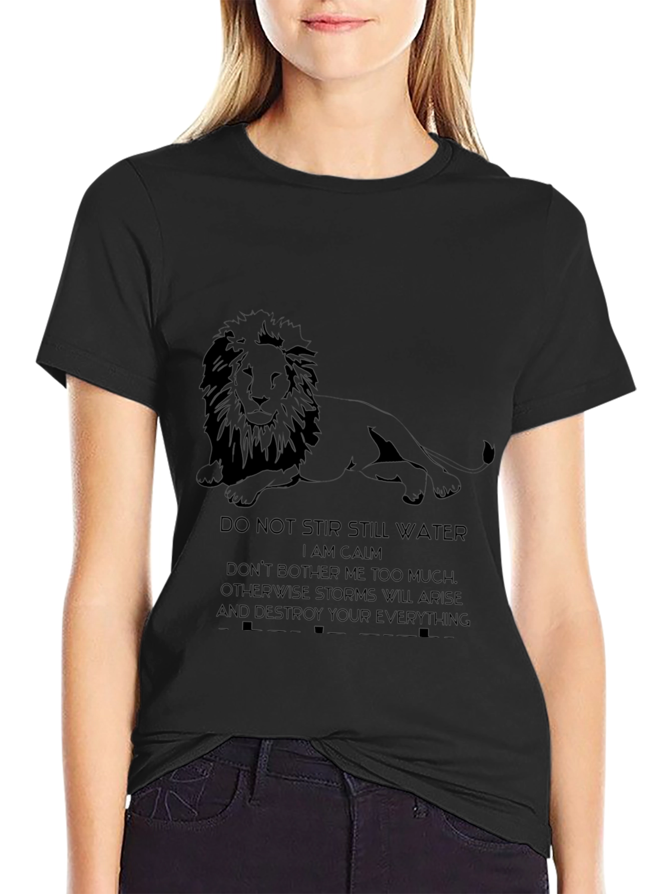 Lion Calm T-Shirt - Mens Black Graphic Tee
