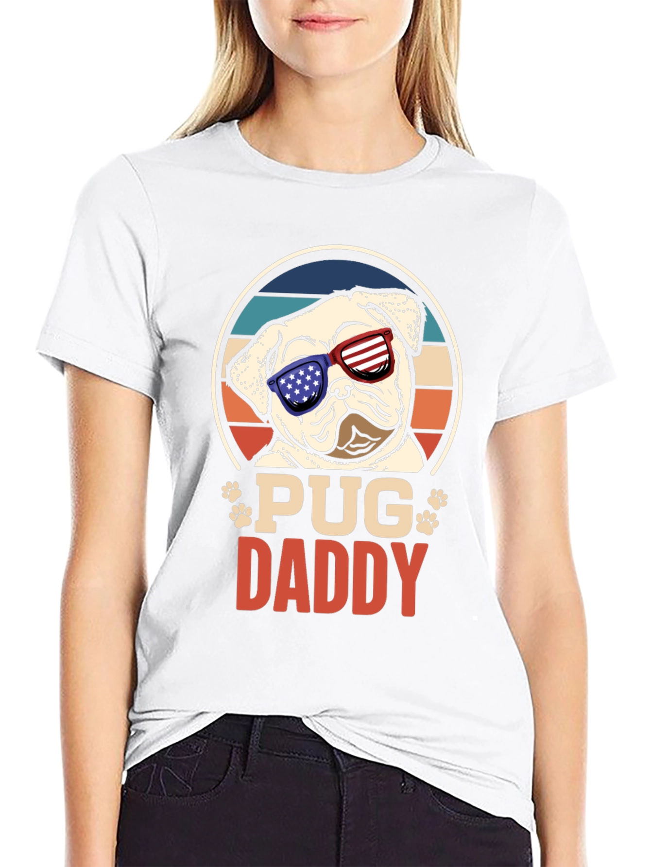 Pug Daddy T-Shirt Patriotic American Flag