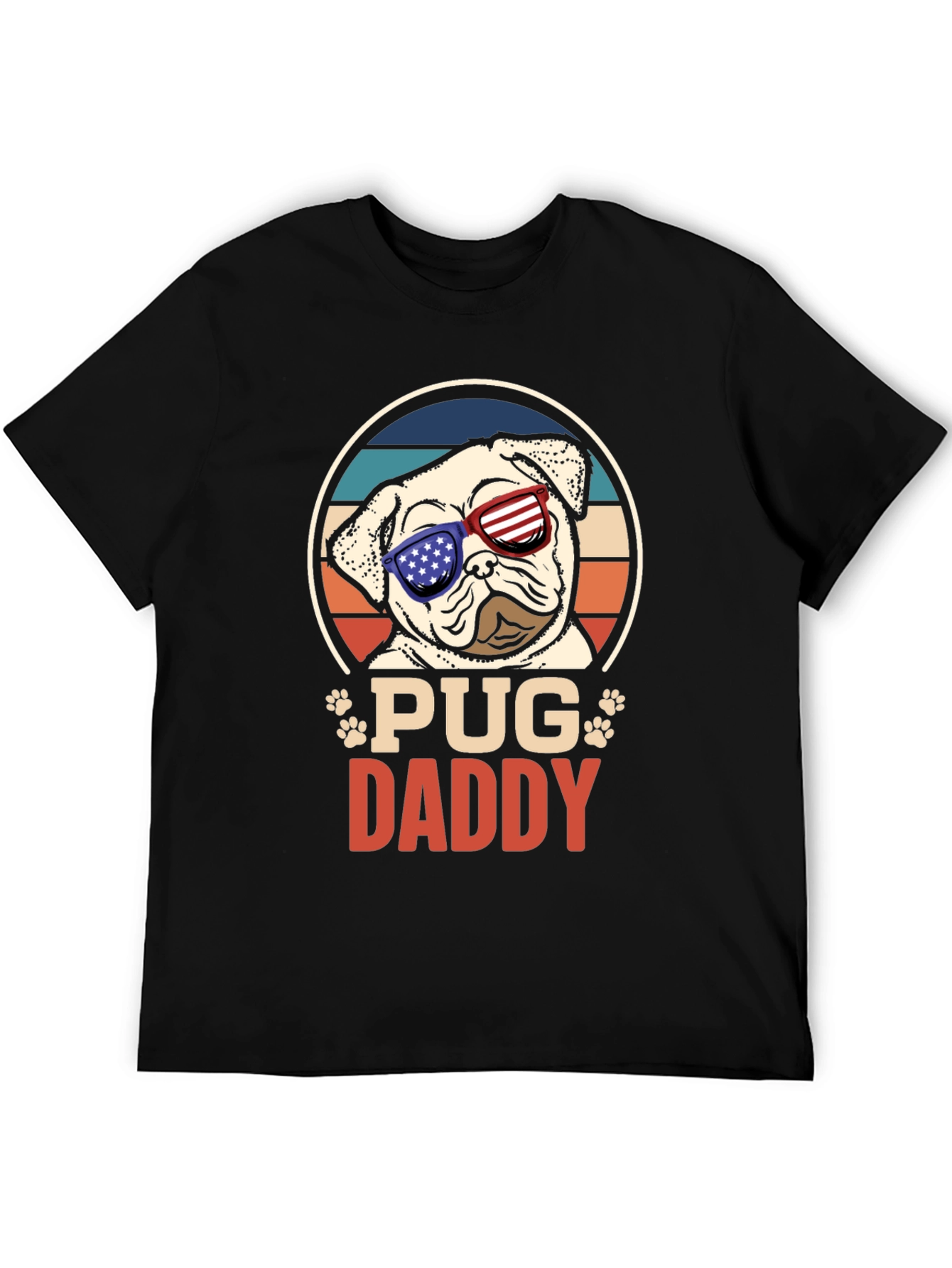 Pug Daddy T-Shirt Patriotic American Flag