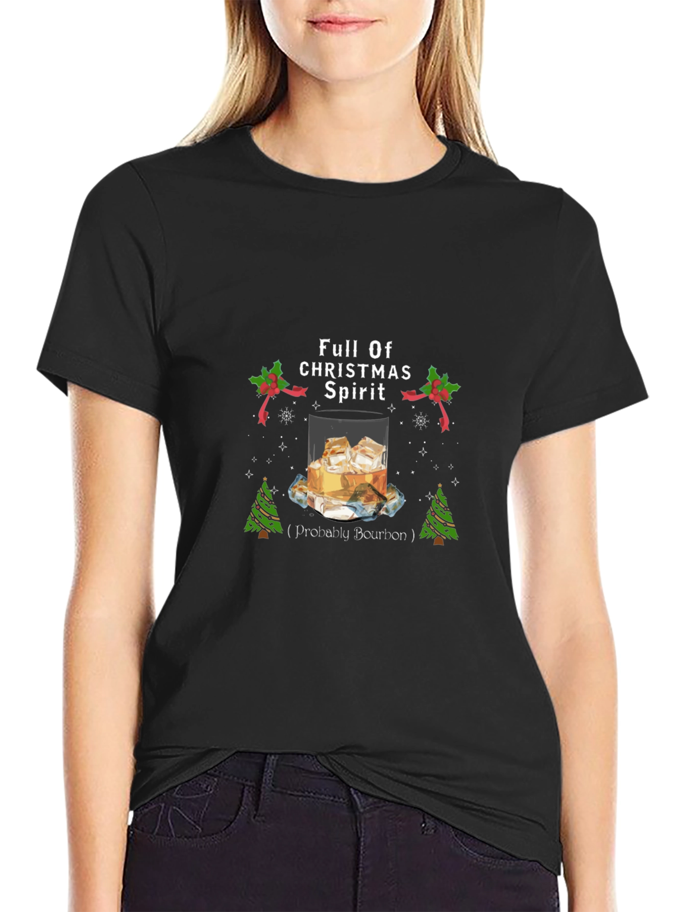 Funny Bourbon Christmas T-Shirt - Full of Christmas Spirit