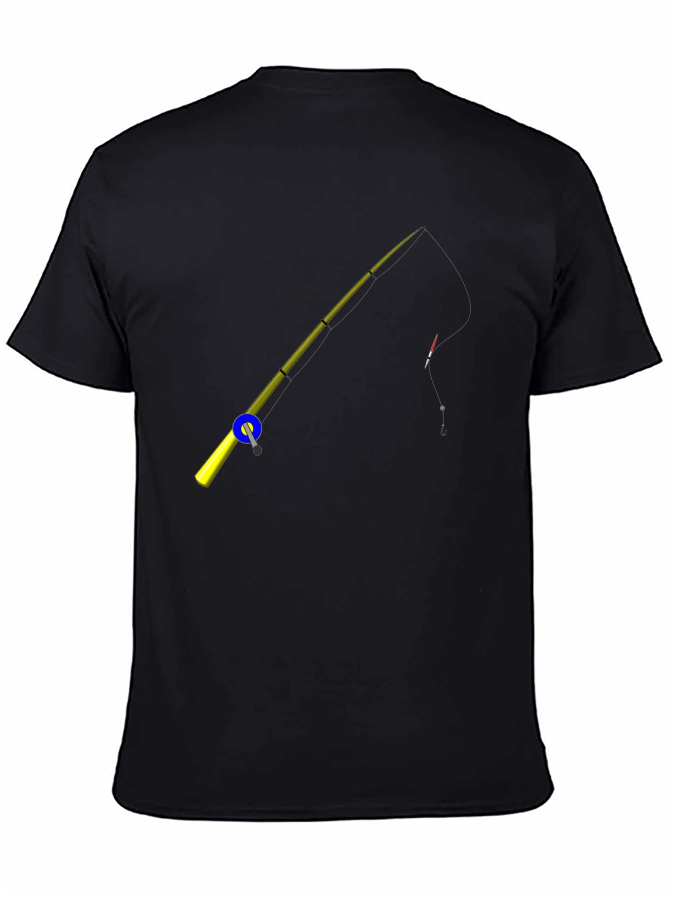 Fishing Rod Graphic Tee - Black Cotton T-Shirt