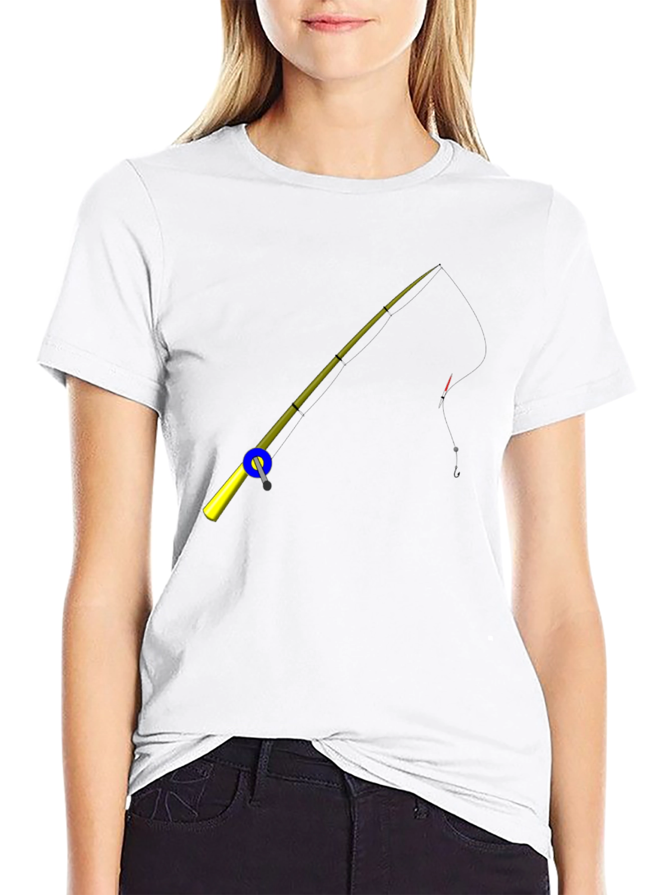 Fishing Rod Graphic Tee - Black Cotton T-Shirt